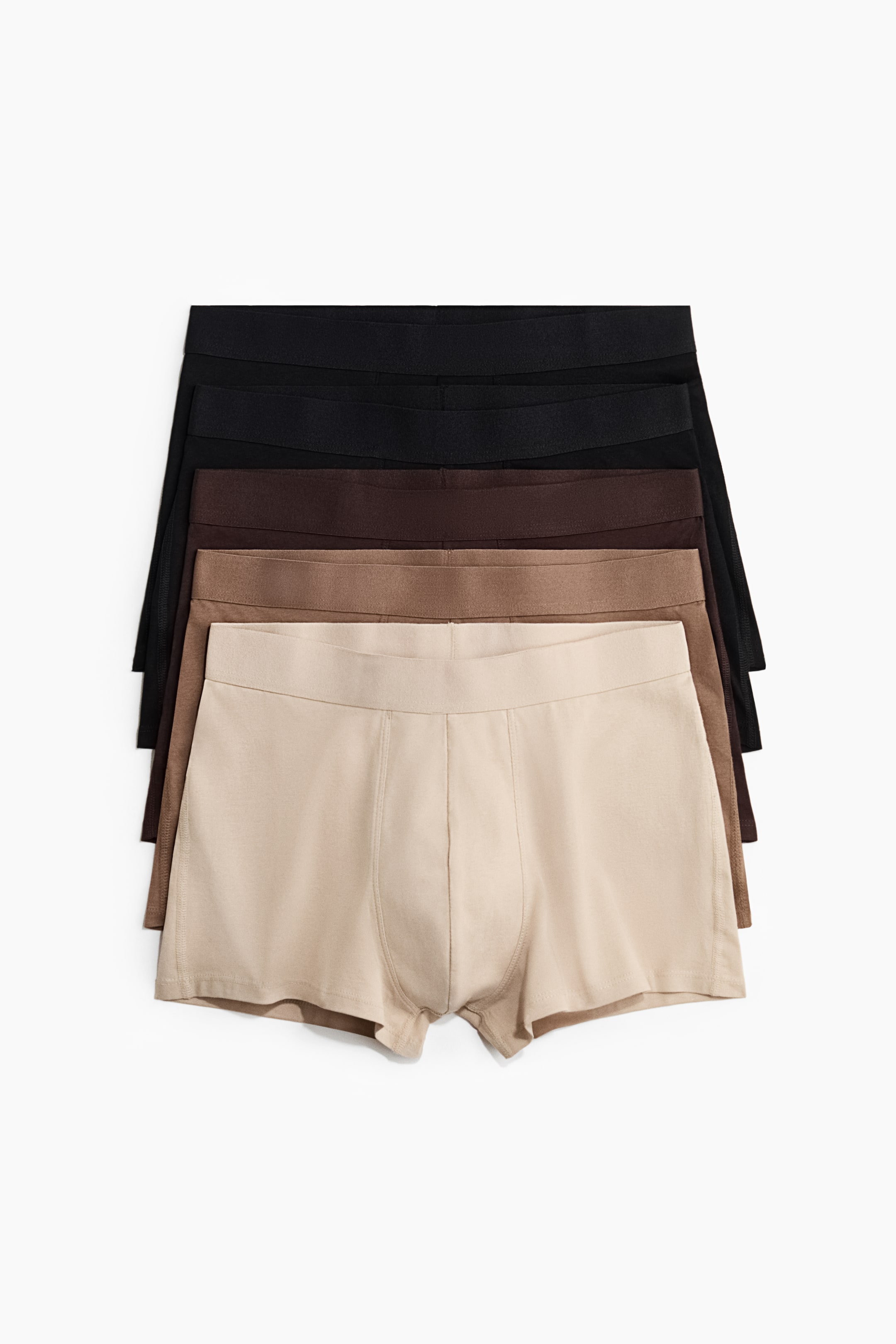 View larger image: 5-pack short trunks with Lycra® - Beige/Dark brown - Men | H&M SG 1