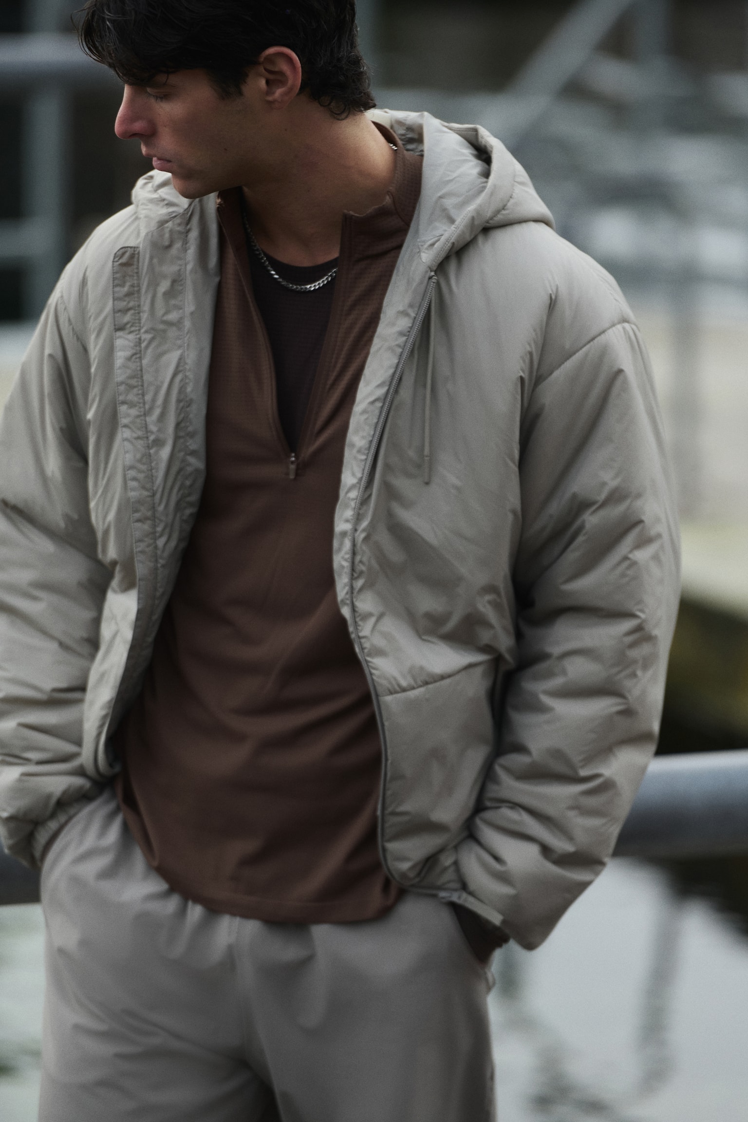 Muscle Fit Zip top sports top with DryMove™ - Brown/Navy blue/Brown - 6