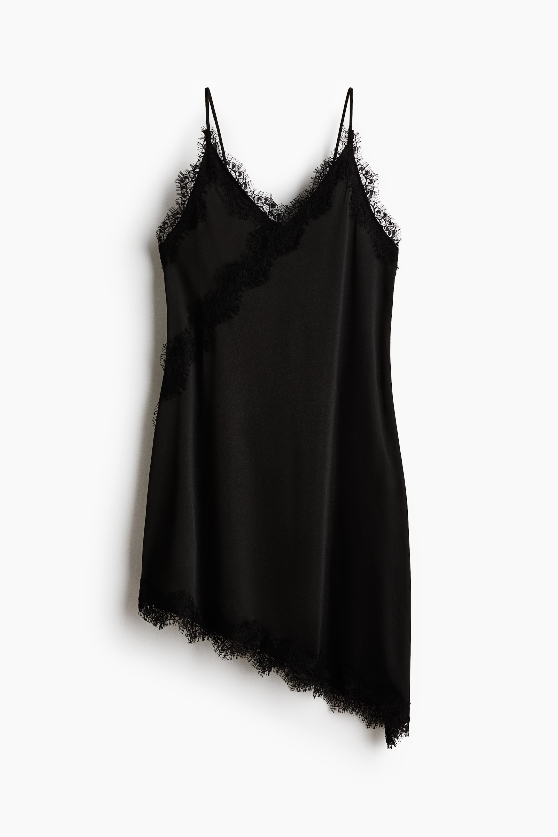 Zobrazit větší obrázek: Žerzejové šaty slip dress s krajkovými lemy - Black - ŽENY | H&M CZ 6
