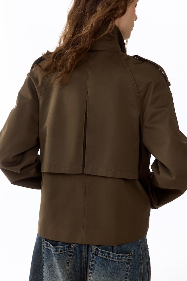 Short Trench Coat - Dark khaki green/Beige - 6