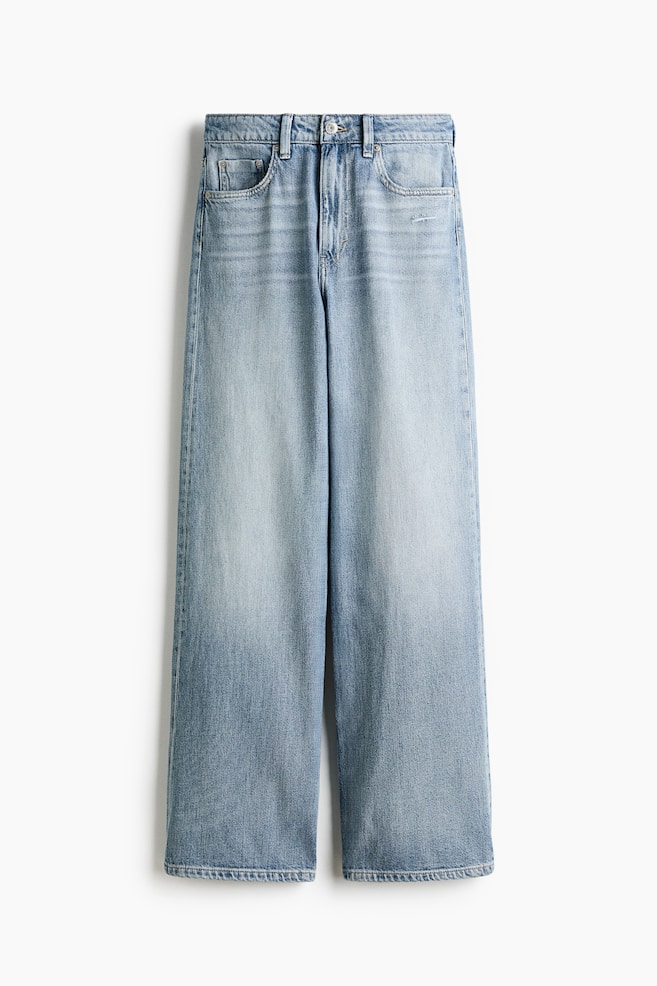 Wide High Jeans - Light denim blue/White/Dark green - 1