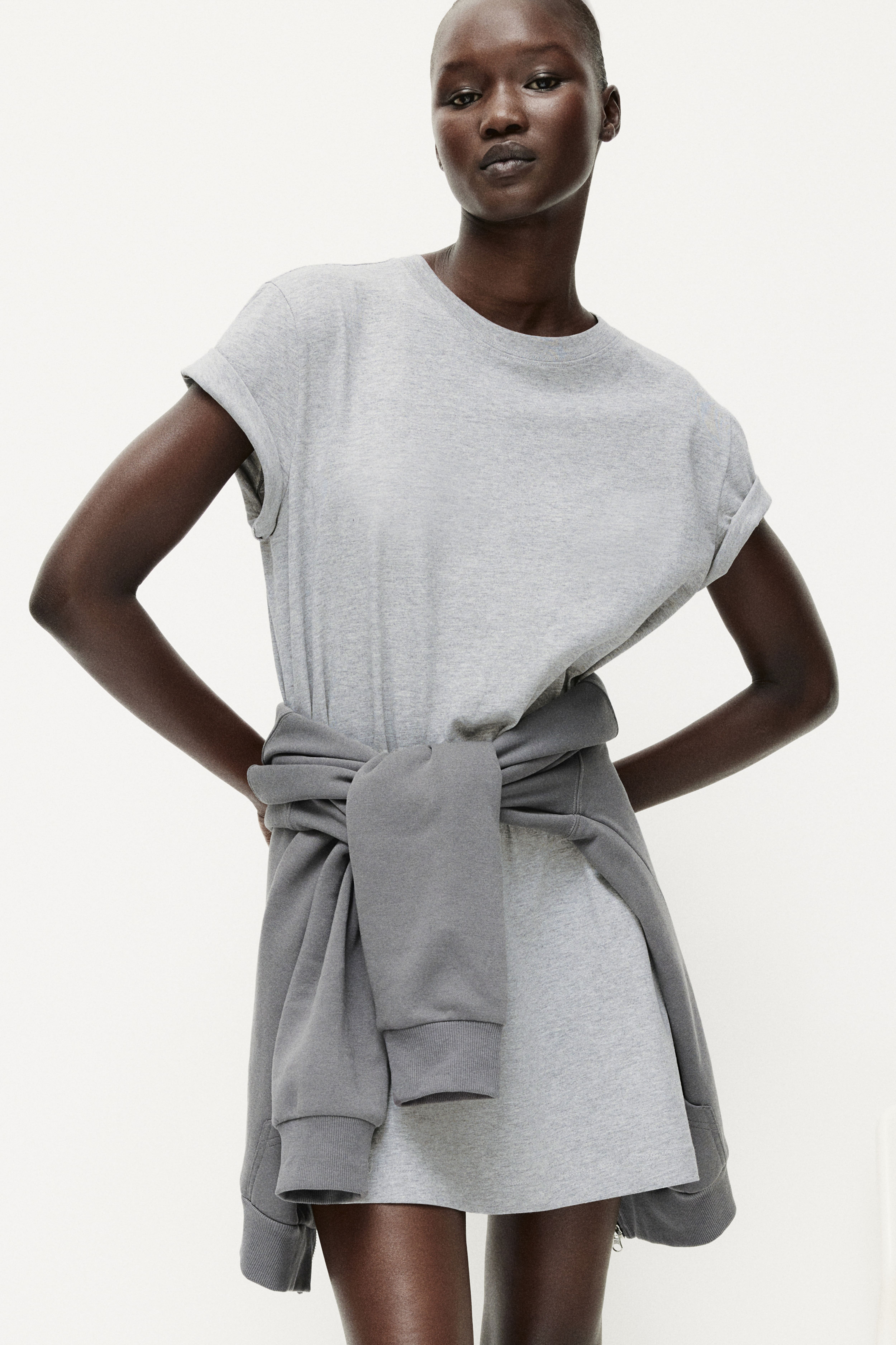 Grey t shirt dress h&m on sale