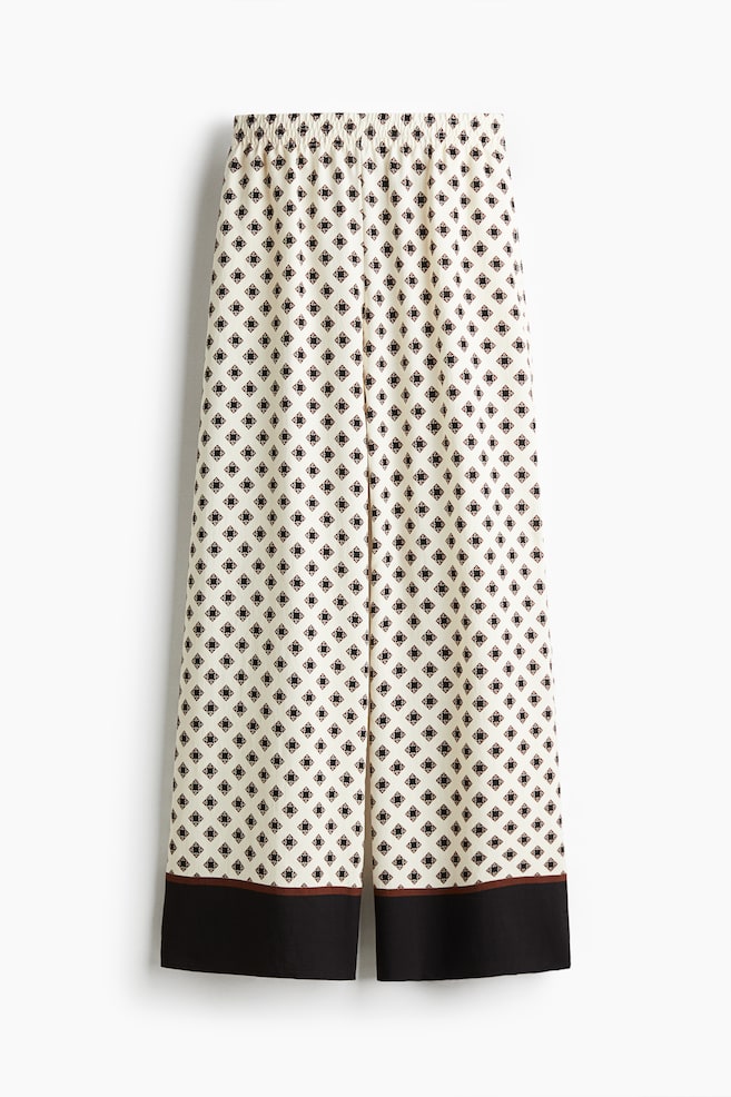 Wide-Leg Pull-On Pants - Cream/patterned - 1