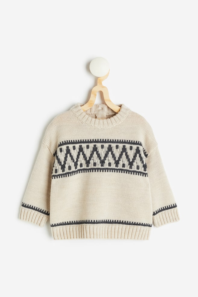 Suéter en tejido jacquard con lana merino - Beige claro - 1