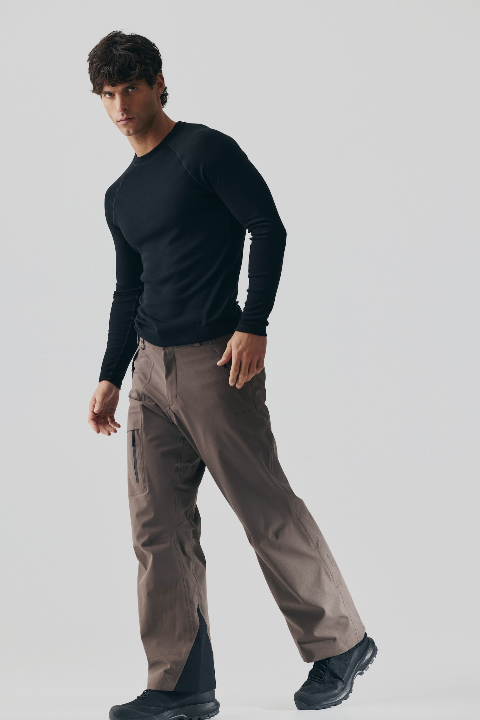 Wool ski base layer top - Black - 7