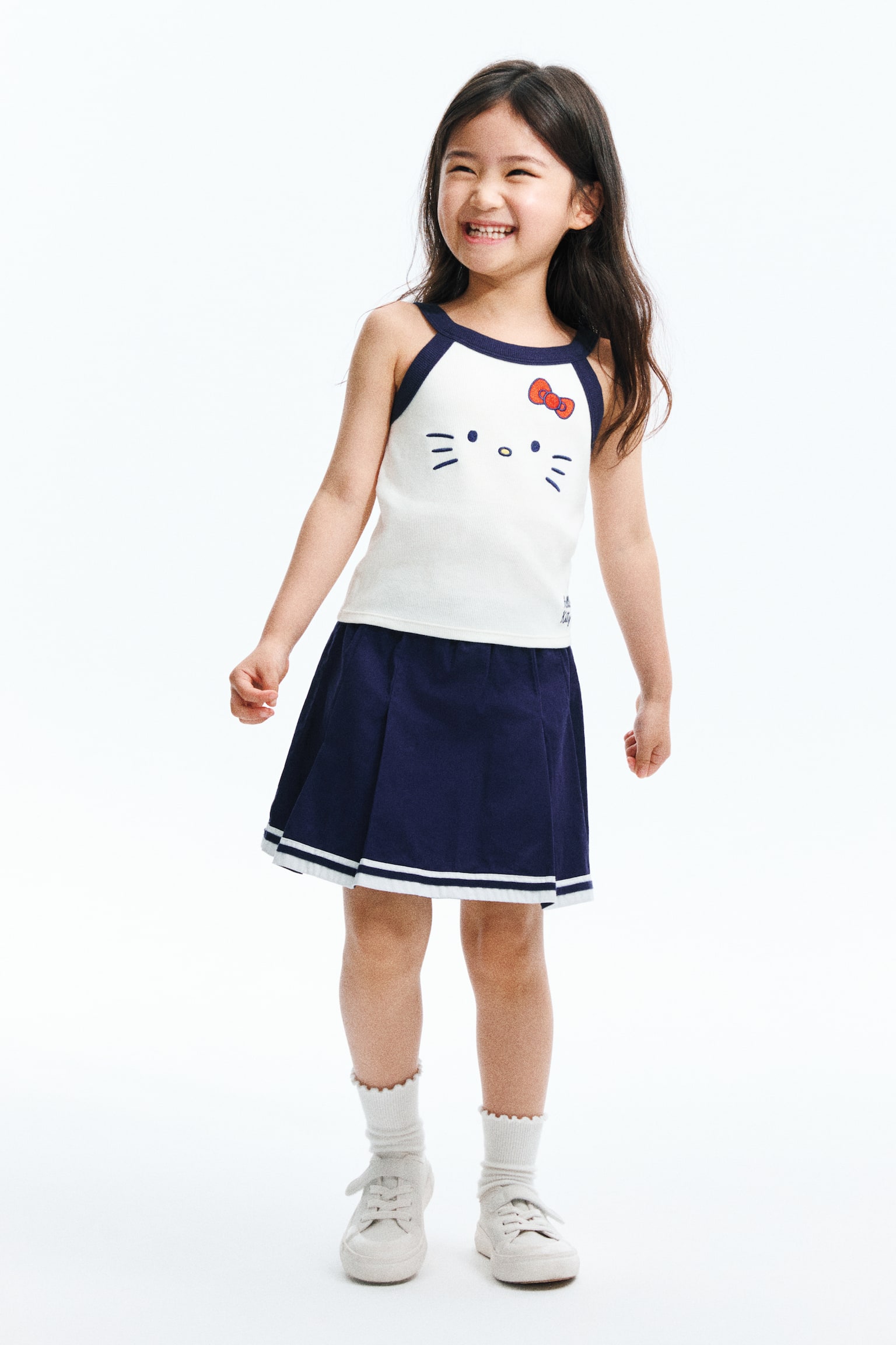 Ribbed Tank Top with Motif - White/Hello Kitty/Light blue/Cinnamoroll/Navy blue/Hello Kitty - 1