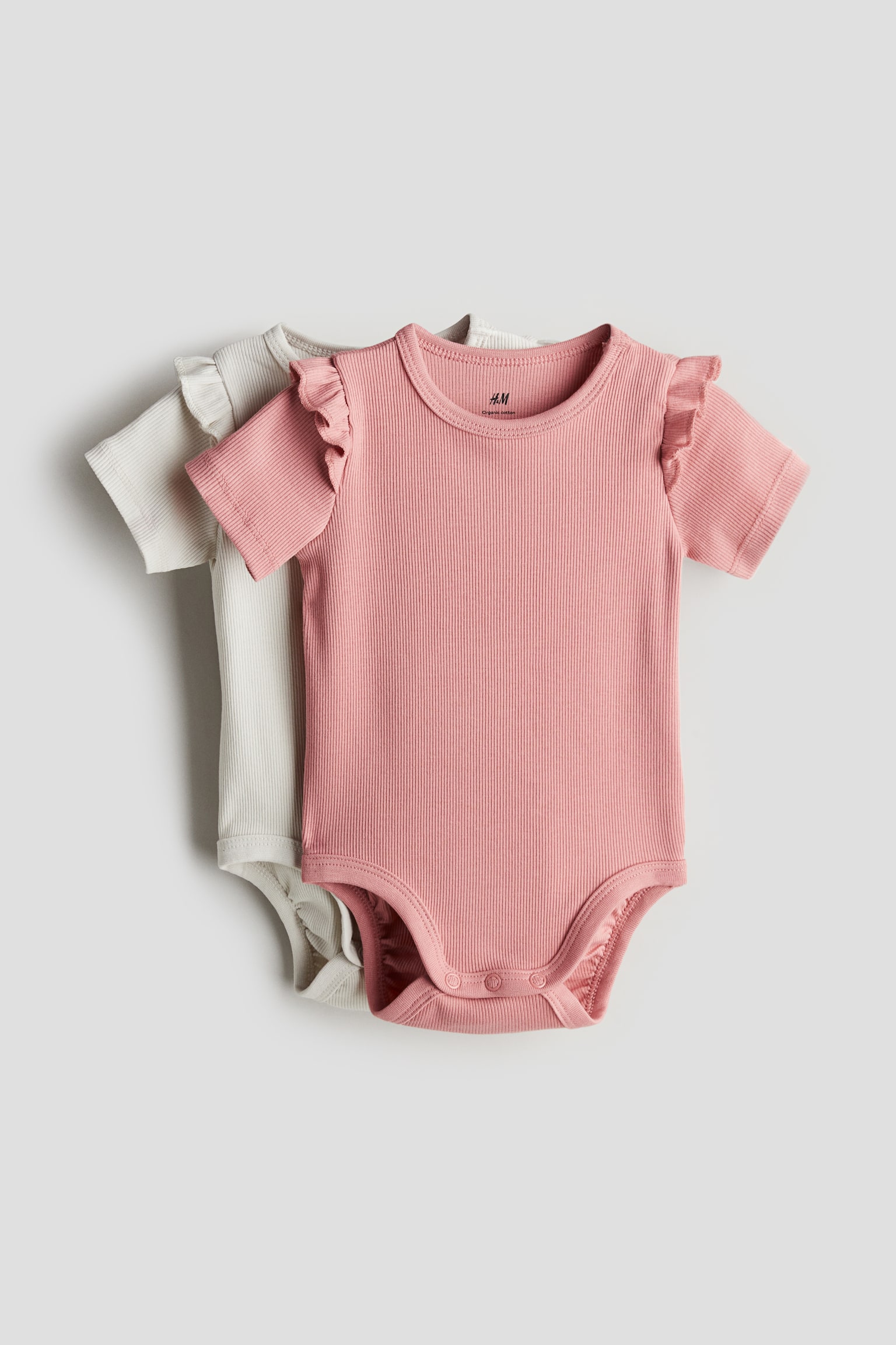 2-pack pointelle bodysuits - Dusty pink/Light beige/Powder pink/White/Grey marl/White/Light dusty green/Cream - 1