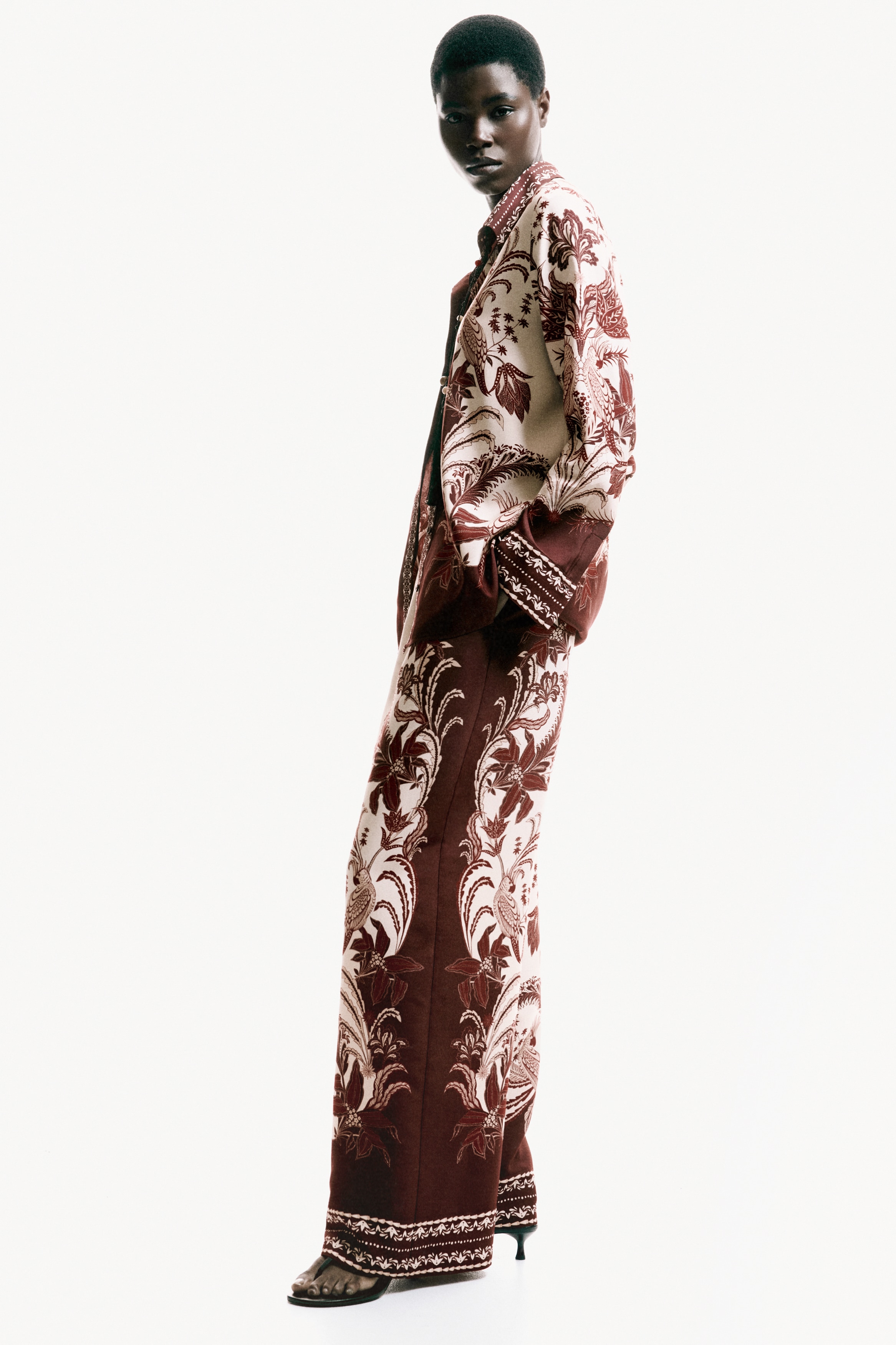 Pull-on broek met print-Donkerrood/dessin