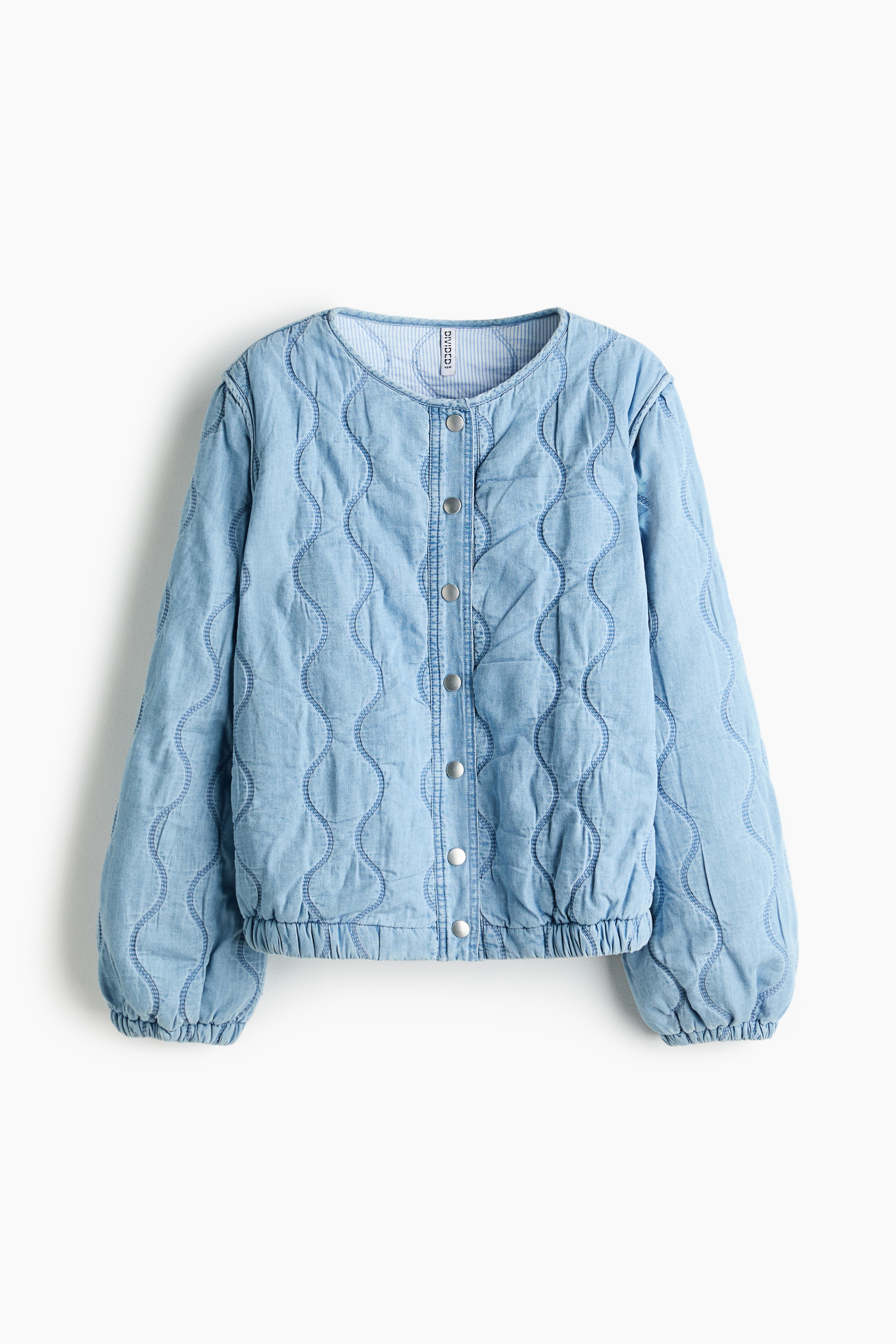 Quiltet denimjakke - Lys denimblå