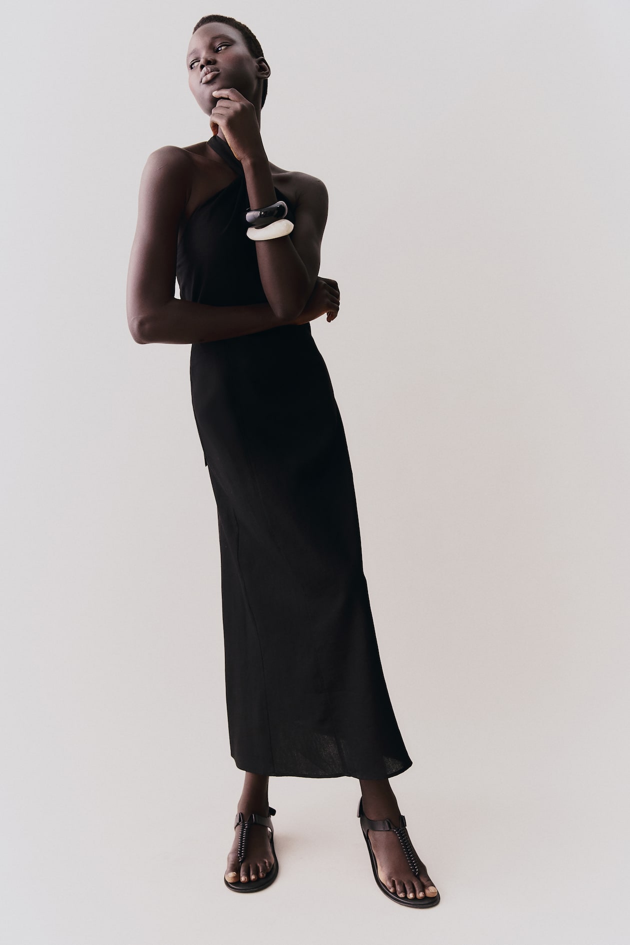 Linen-Blend Halterneck Dress - image 4