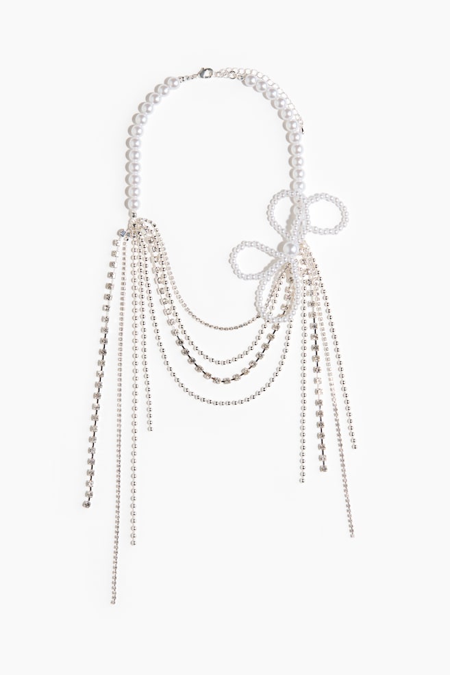 Layered Necklace - Silver-colored/white - 1