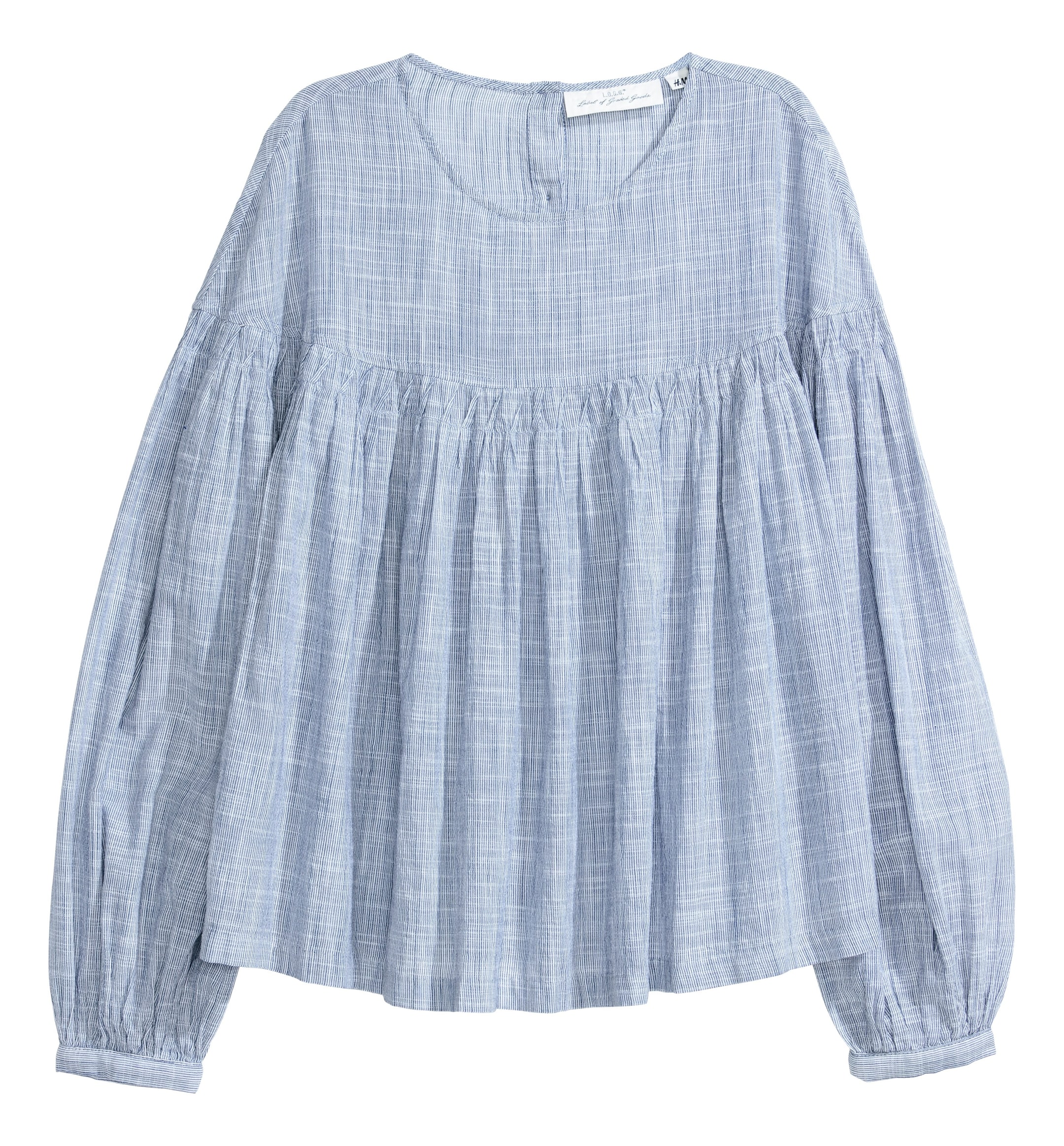 View larger image: Cotton Blouse - Blue/white striped - Ladies | H&M US 1
