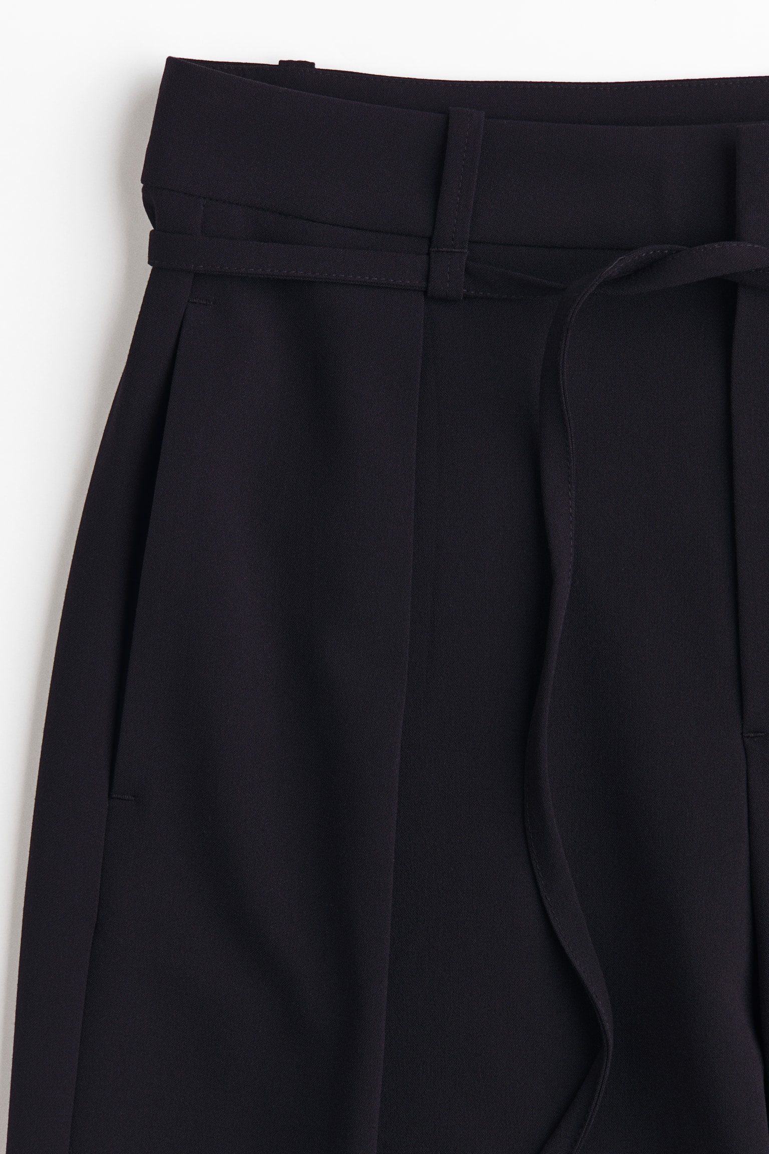 Женские брюки H&M Pleated Tie-Belt, цвет: Чёрный — фото 7