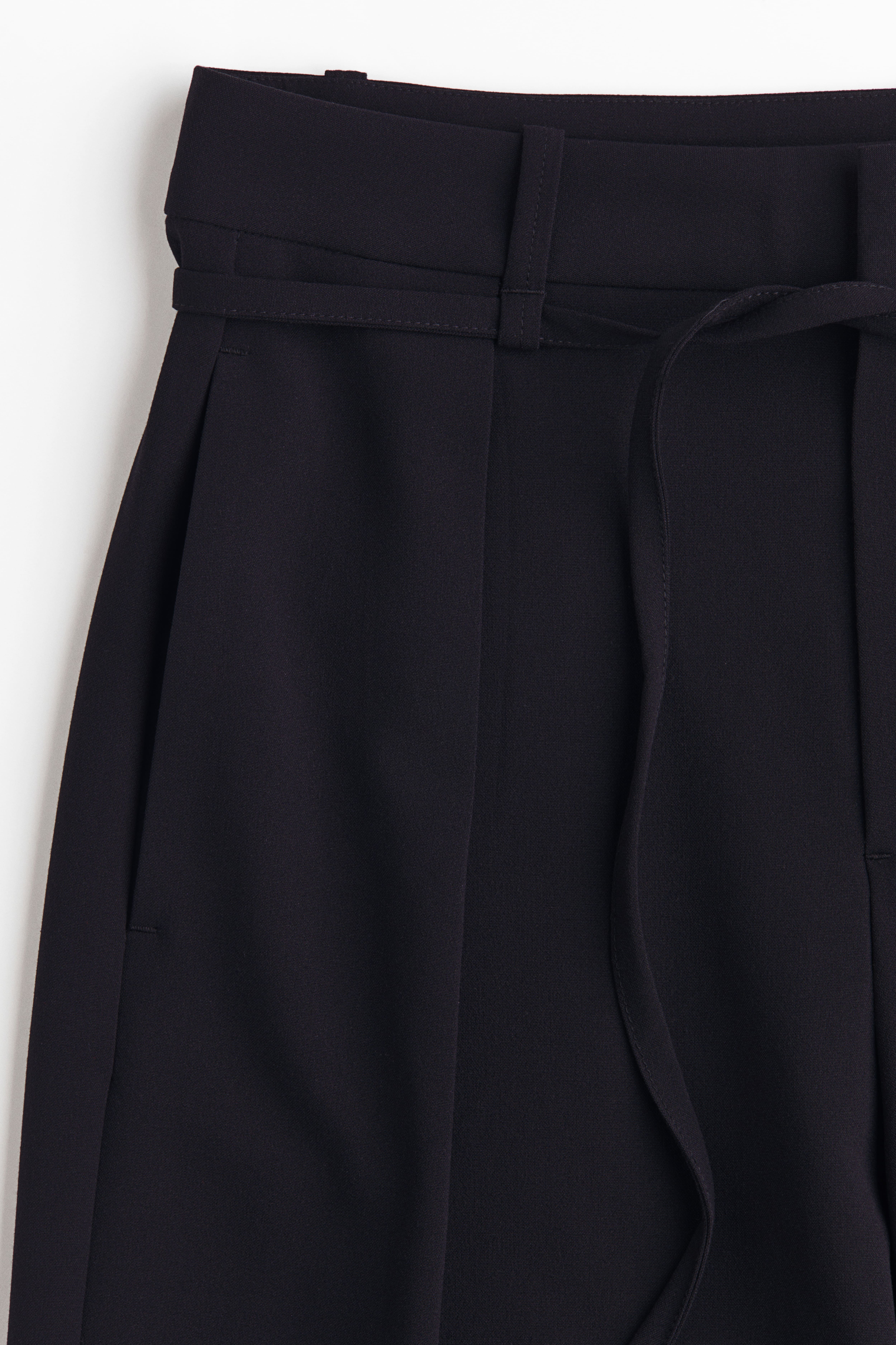 Pleated Tie-Belt Pants