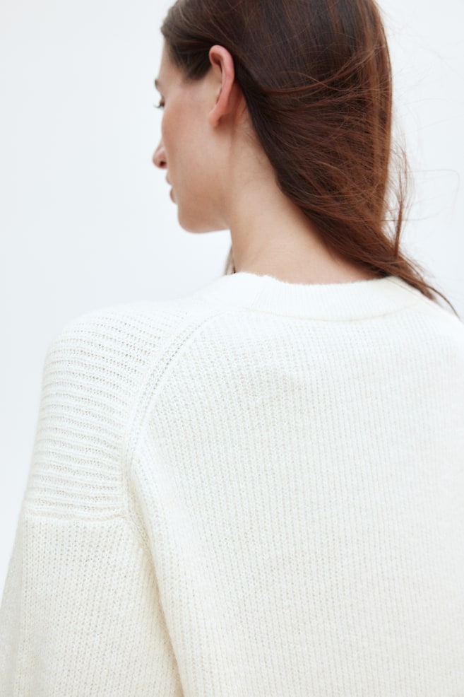 Rib-Knit Sweater-Cream - 5