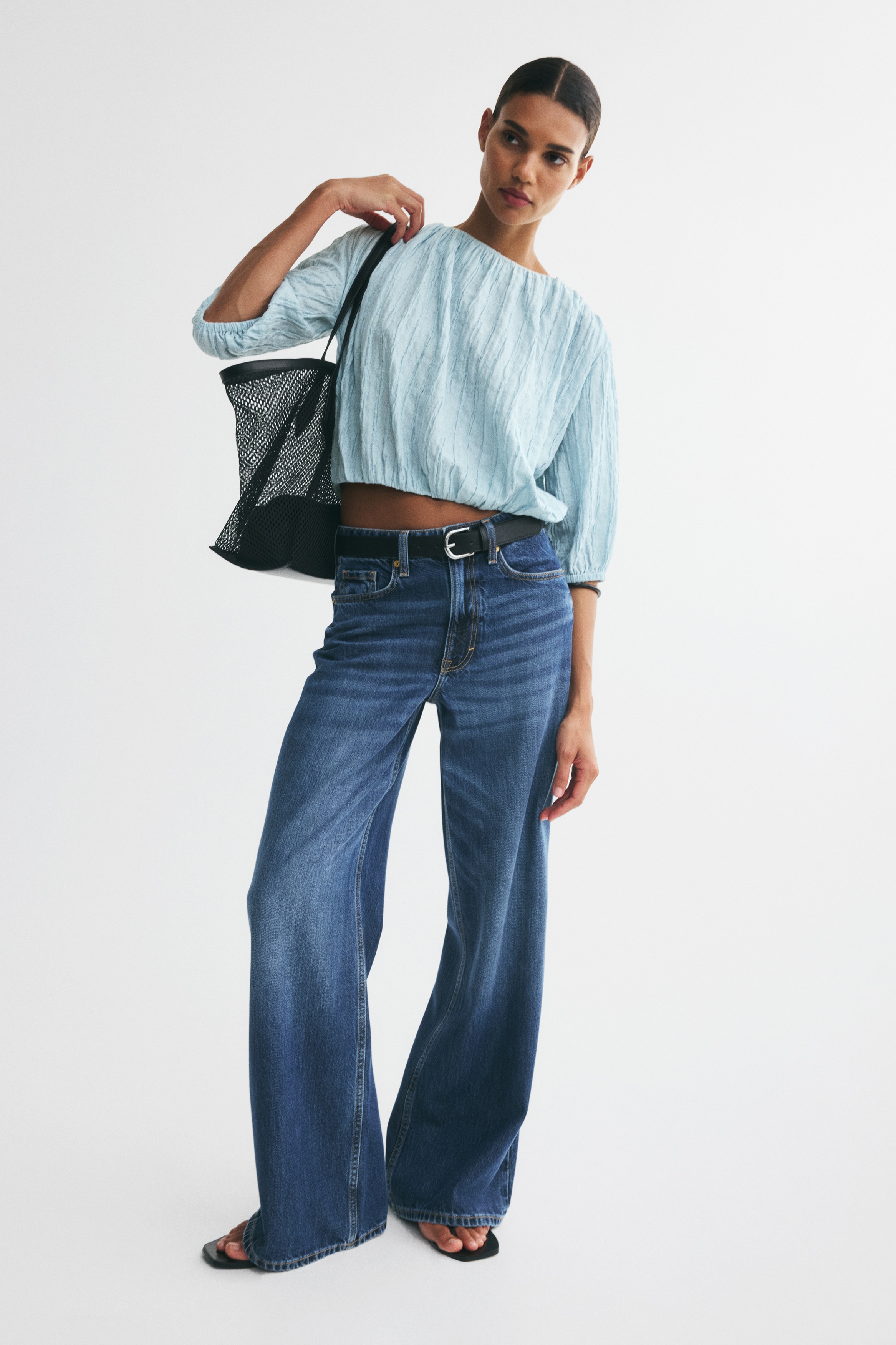 Textured Bubble-Hem Blouse - thumbnail 8
