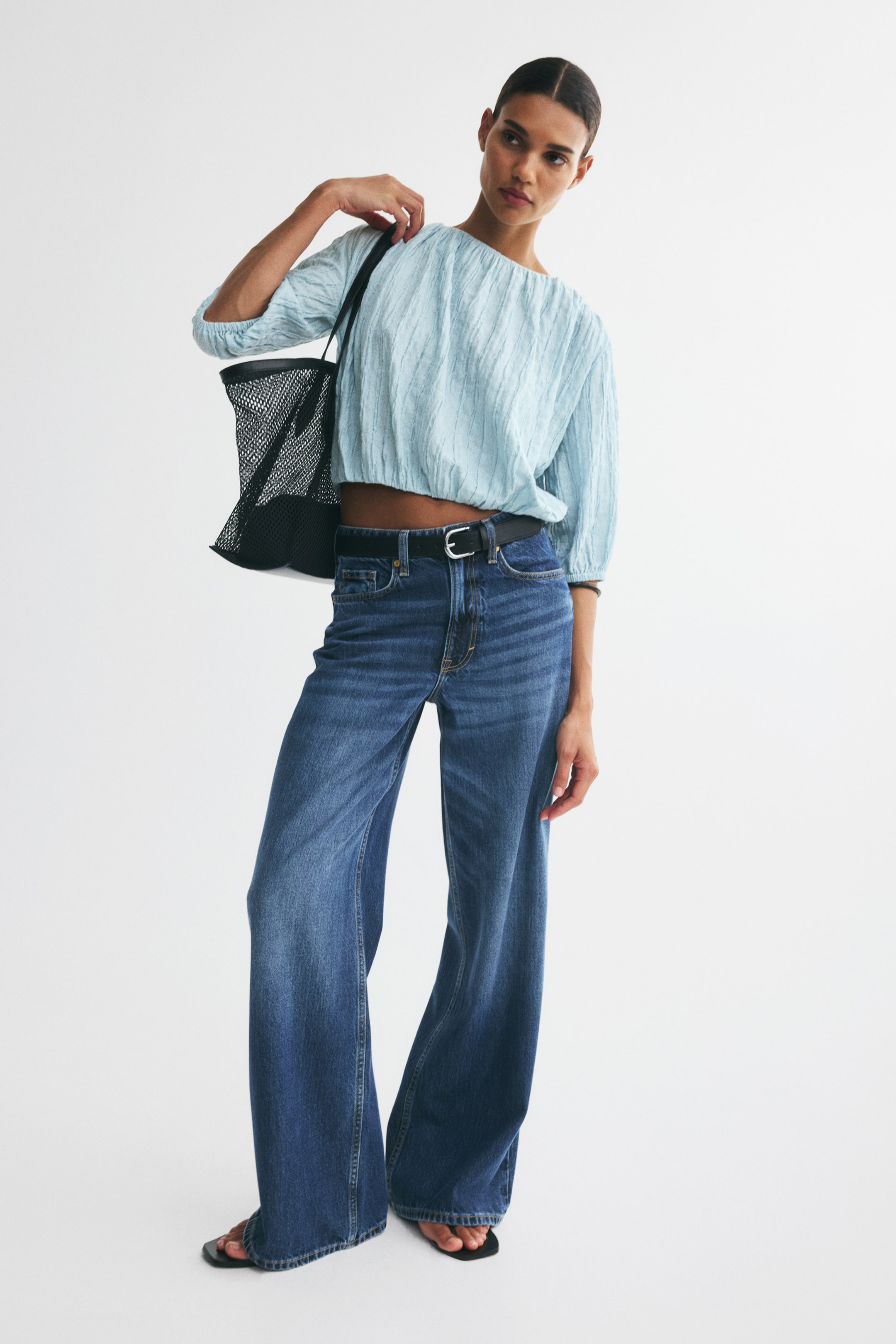 Blouse texturée à bas effet bouffant