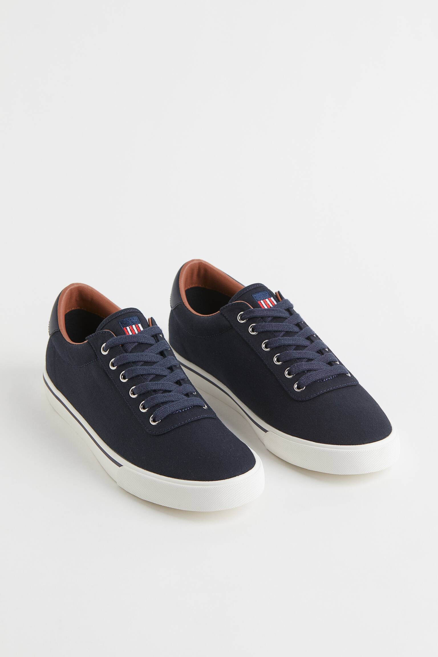 Cotton Canvas Sneakers - Dark blue/Beige - 4