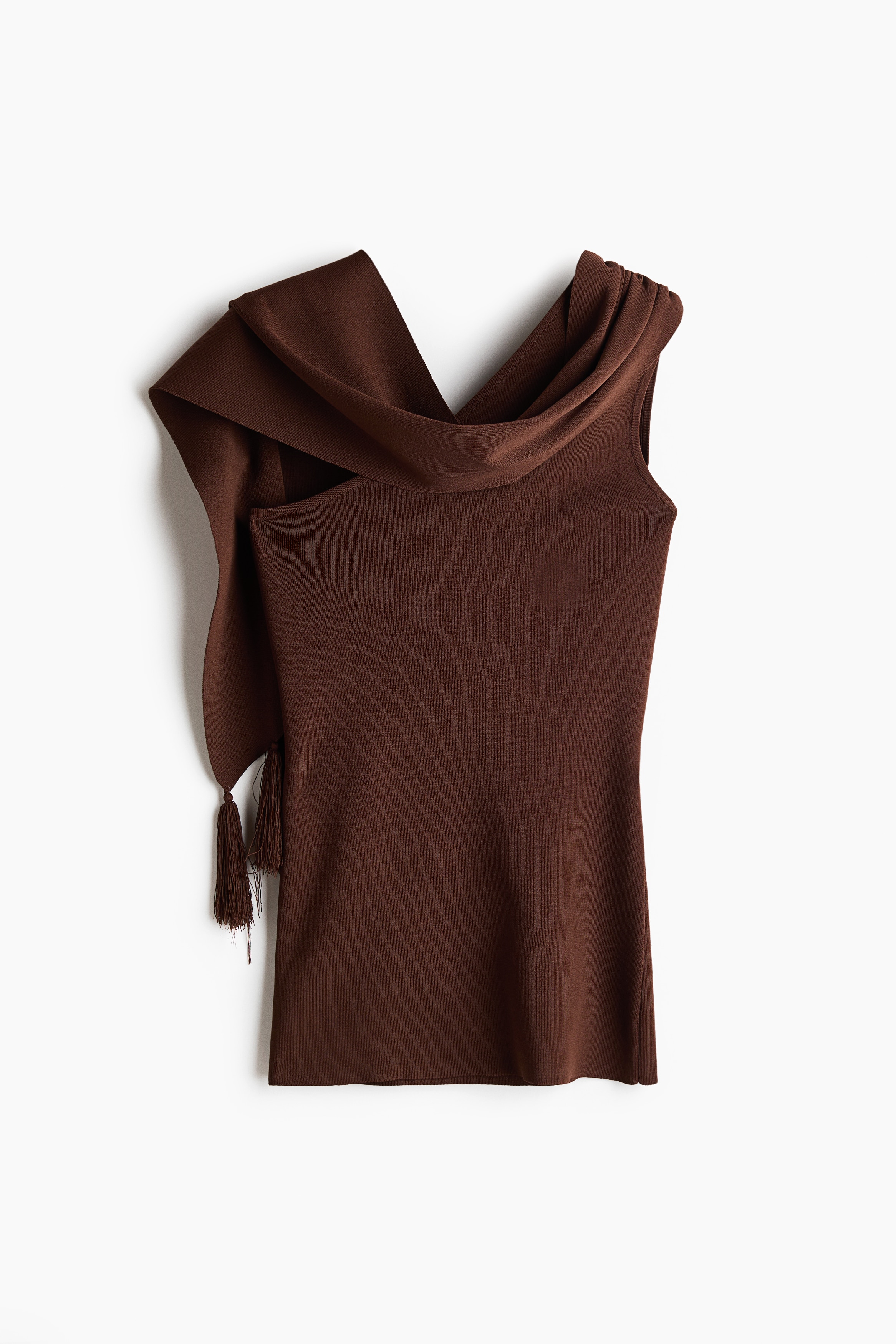 Top de punto con fular - Marrón oscuro