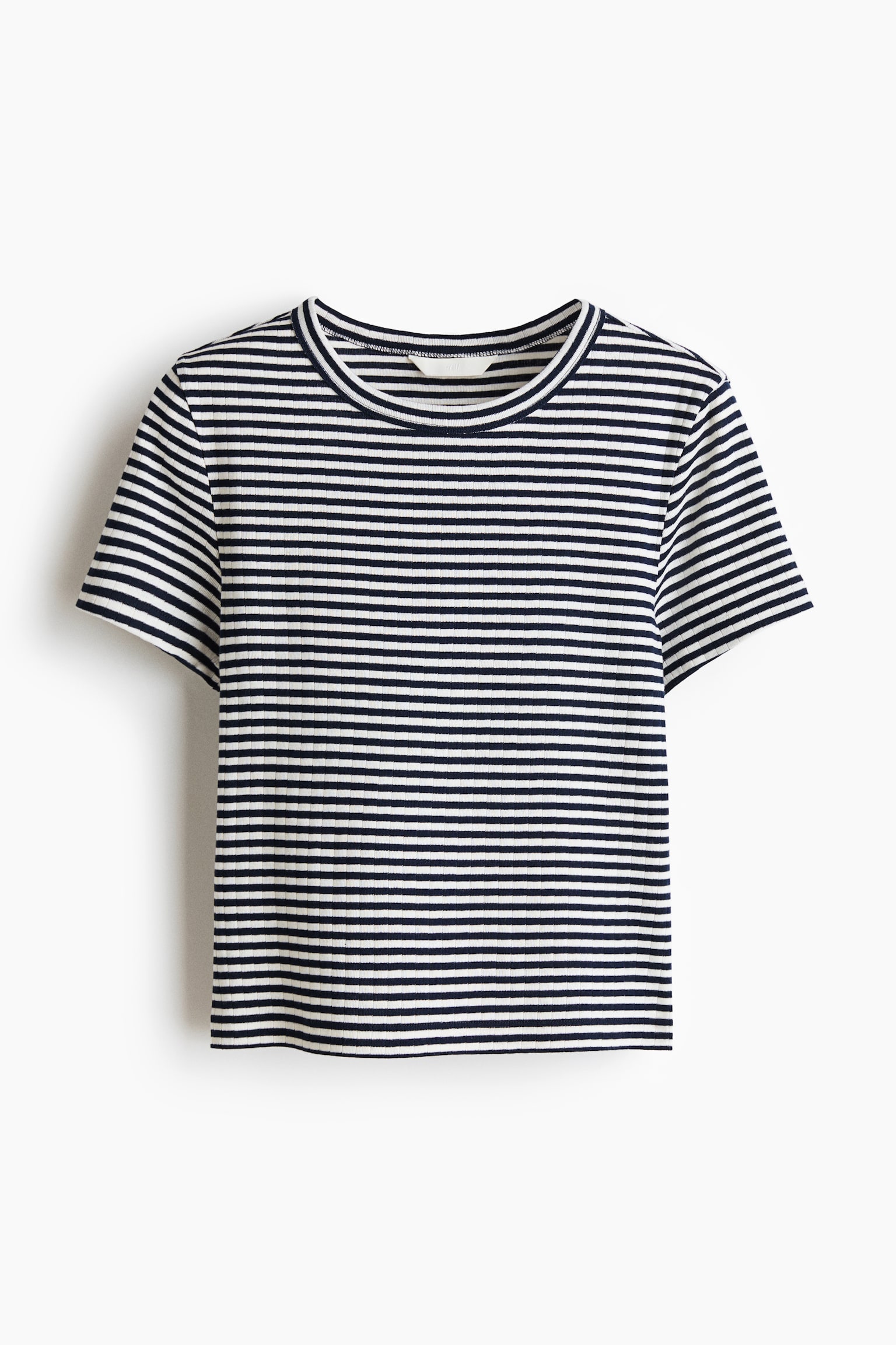 Ribbed T-shirt - Navy blue/Striped/Dark plum purple/Striped/White/Dark brown striped - 2