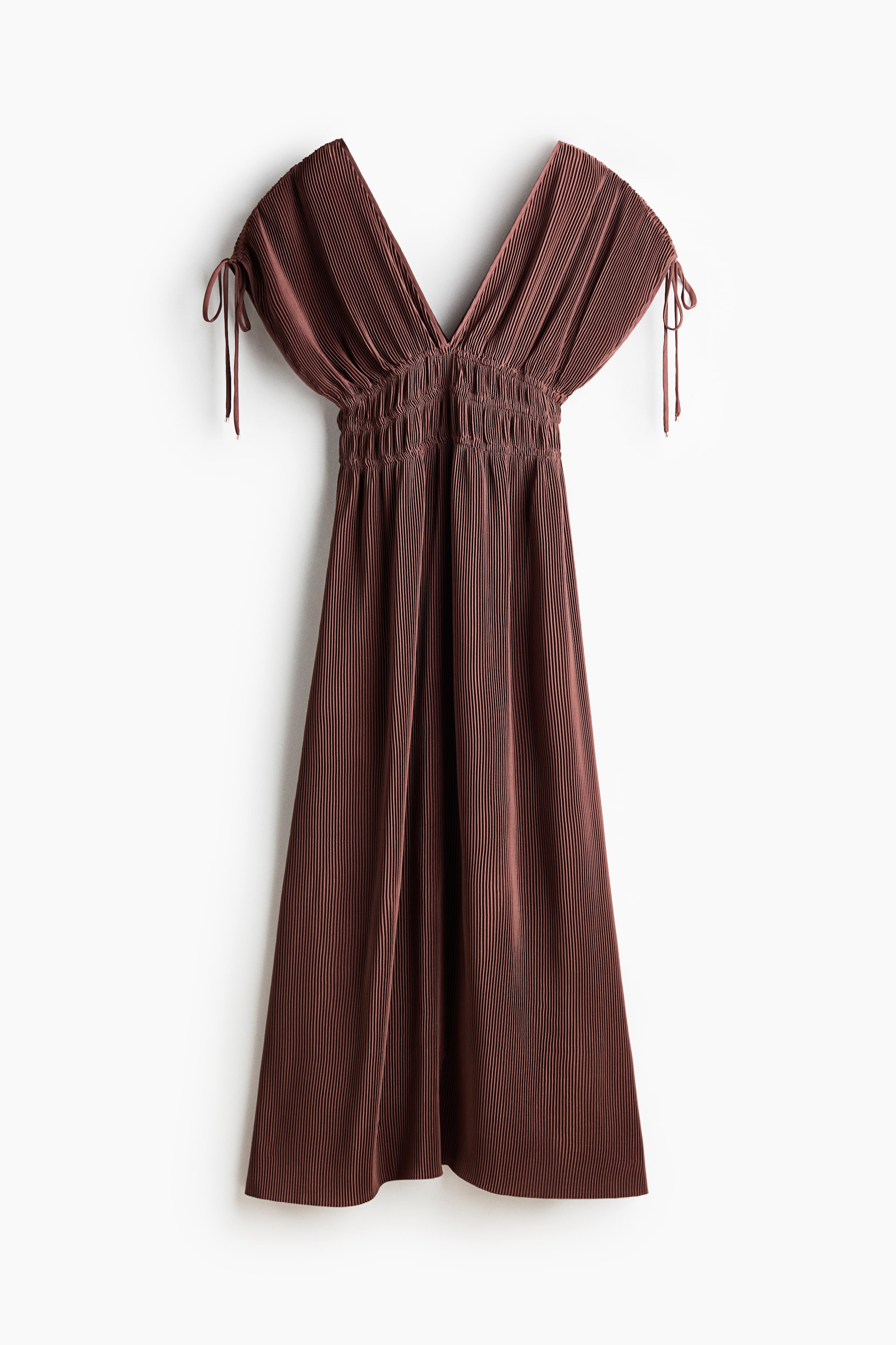 Переглянути збільшене зображення: Crinkled drawstring-detail dress - Dark brown - Ladies | H&M UA 1