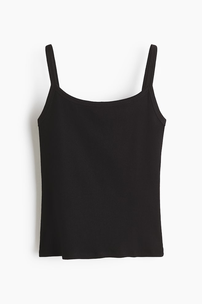Ribbed Cotton Tank Top - Black/Light pink/Blue/Black/White/Dark brown - 1