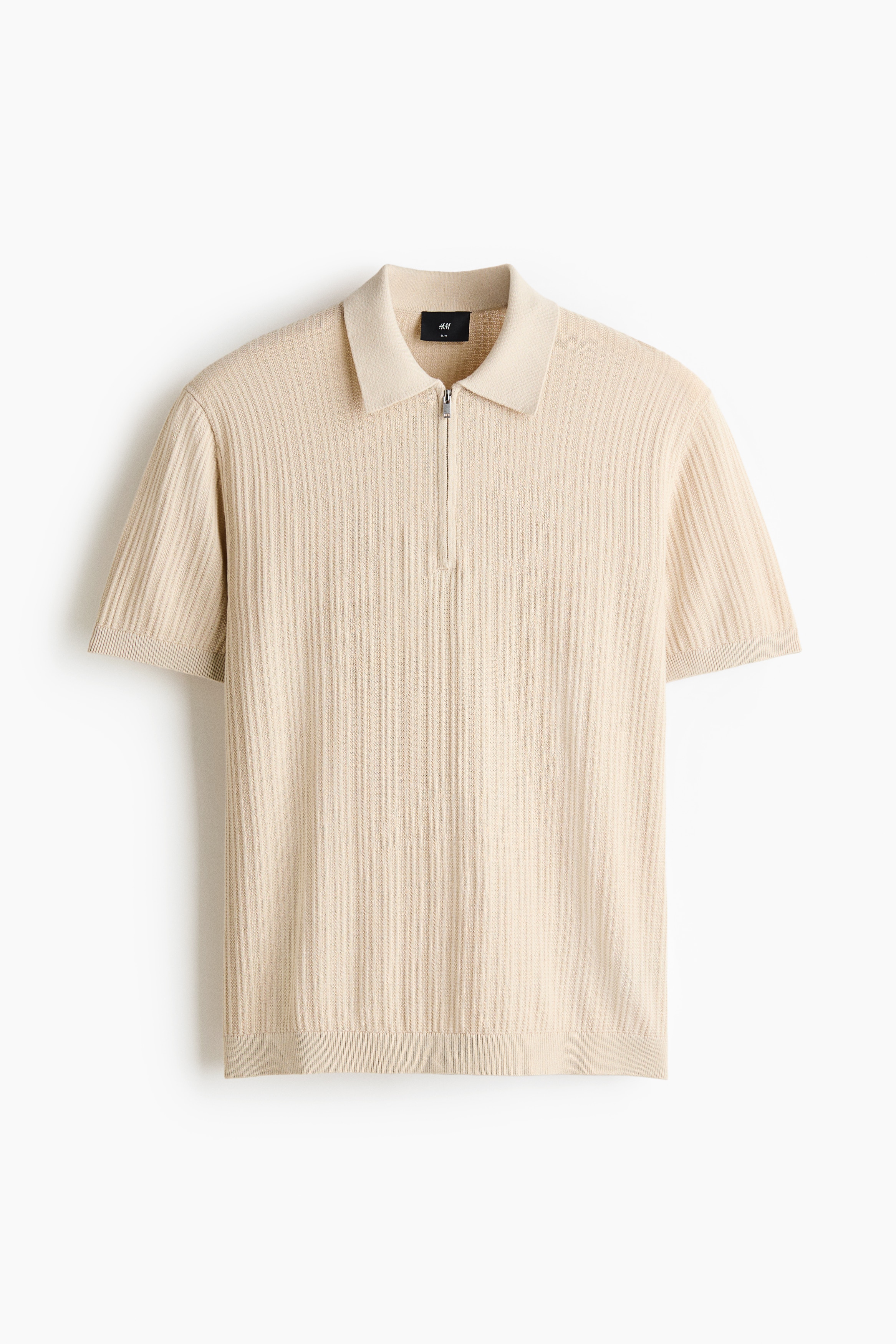 Slim Fit Textured-knit polo shirt - Light beige/Dark brown/Dusty blue/Dusty green