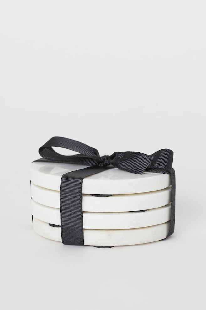 4-pack marble coasters - White/Marble - 3