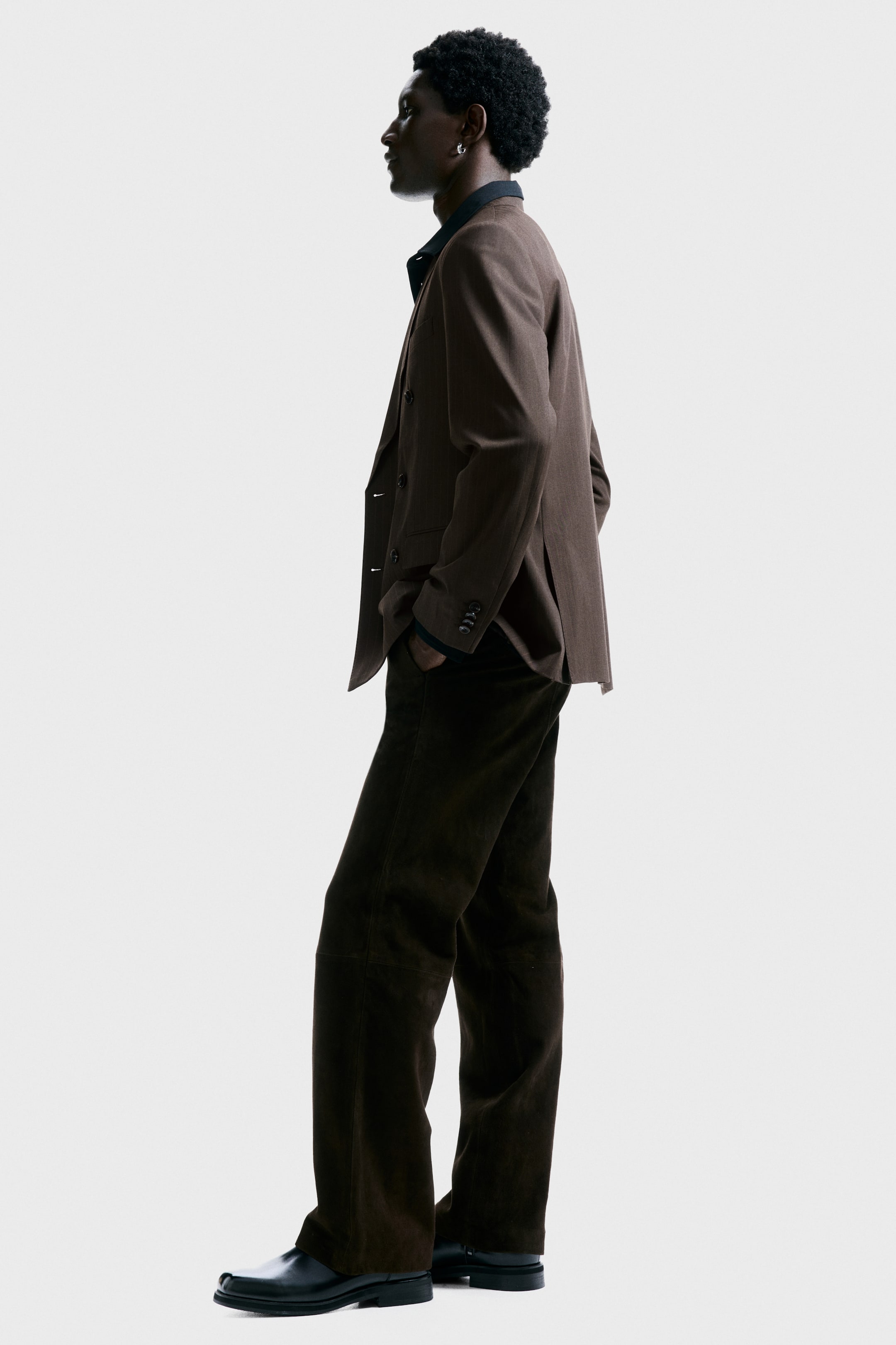 Ver imagen más grande: Regular Fit Double-breasted jacket - Marrón/Raya diplomática - HOMBRE | H&M ES 5