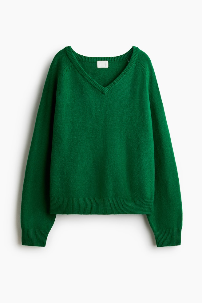Jersey oversize con escote de pico - Verde oscuro/Gris oscuro/Azul marino - 1