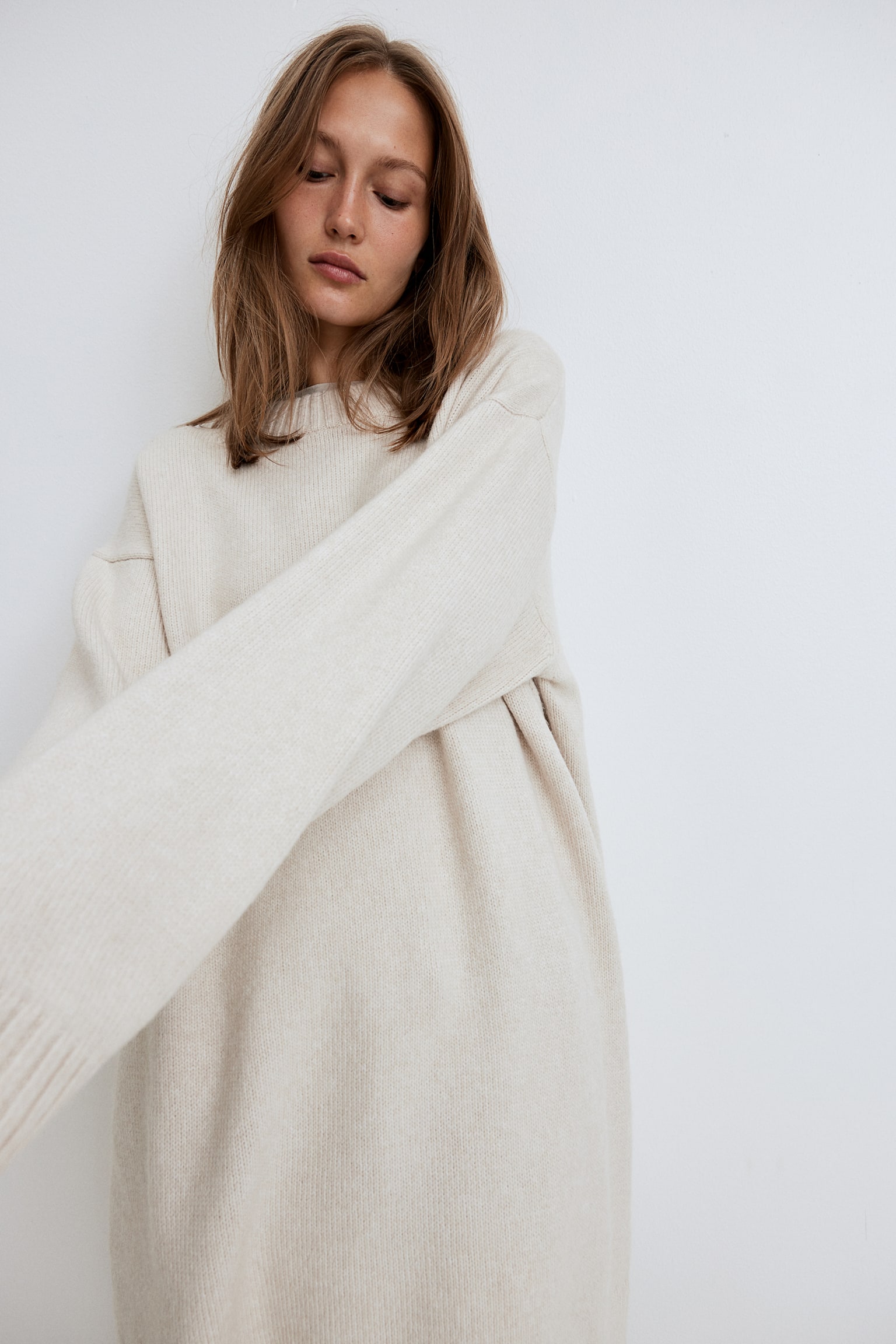 Knitted dress - Light beige/Grey marl - 7