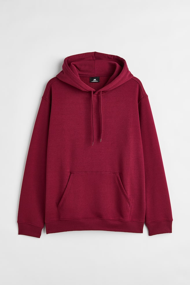 Relaxed Fit Hoodie - Burgundy/Black/White/Light grey marl/dc/dc/dc/dc/dc/dc/dc/dc/dc/dc/dc - 1