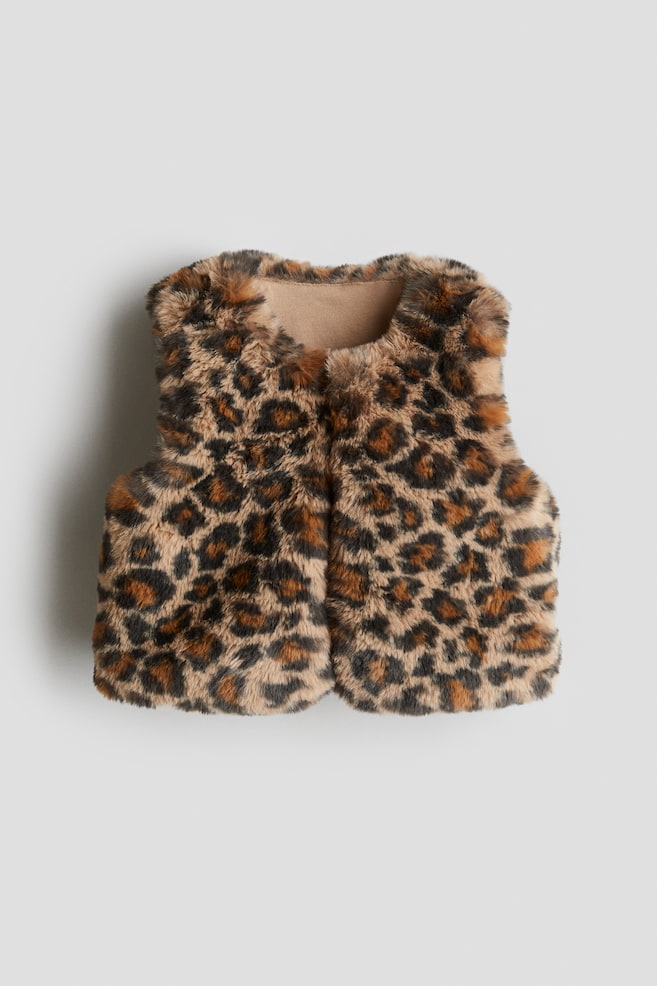 Flauschige Weste - Beige/Leopardenprint - 1