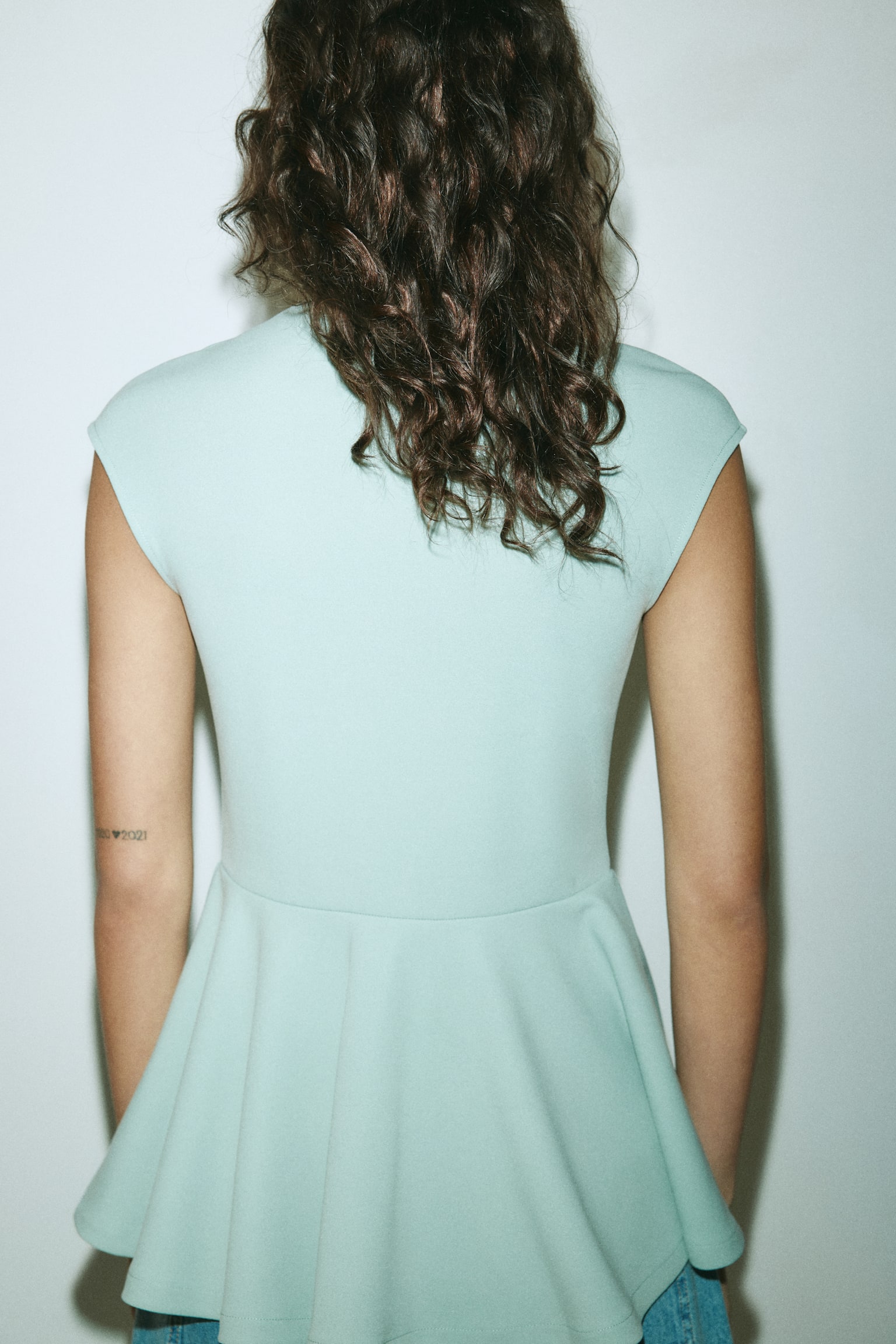 Ponte di Roma peplum top - Dusty turquoise/White - 5