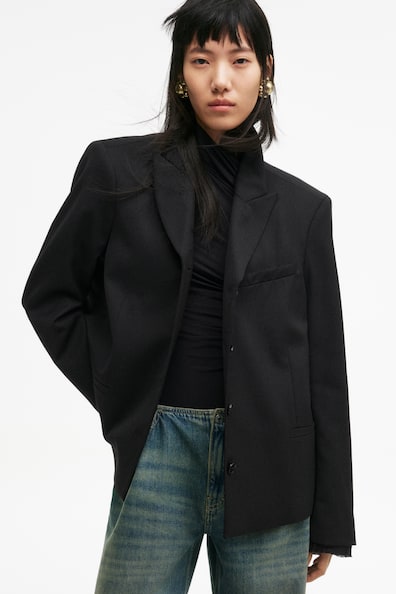 ウールブレンド シングルブレストブレザー