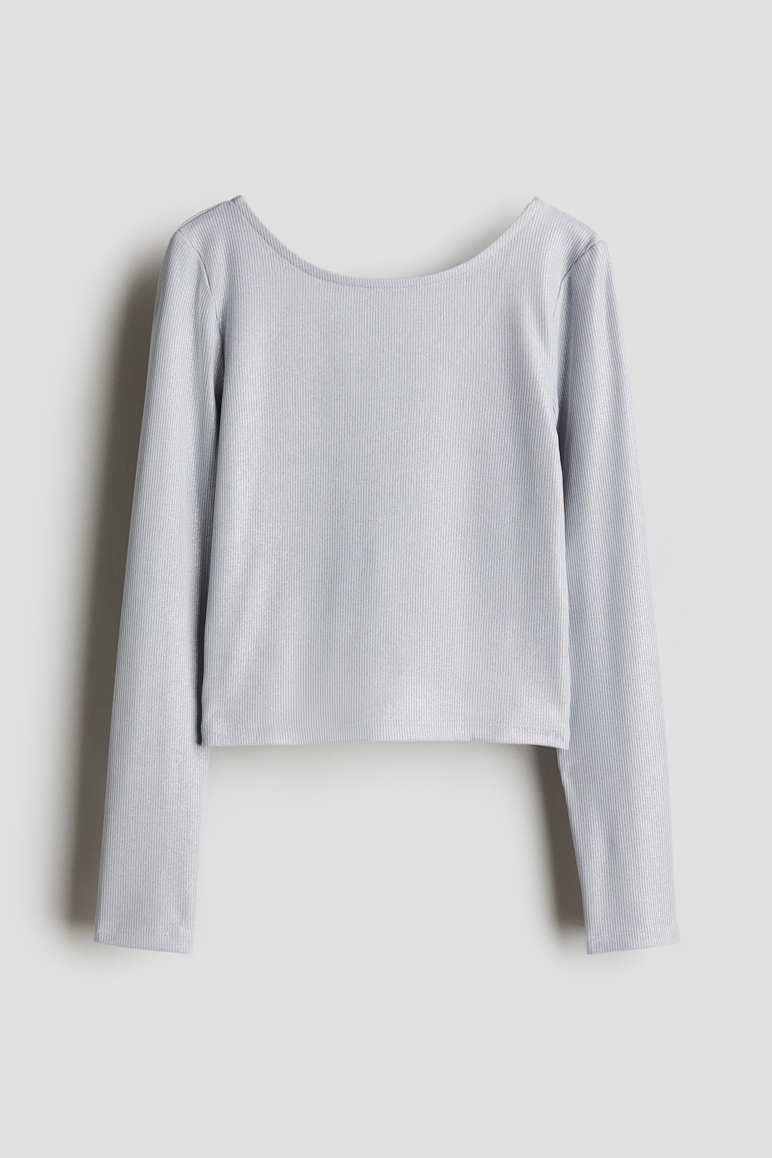 Ribbed jersey top - Light grey/Black/White - 1