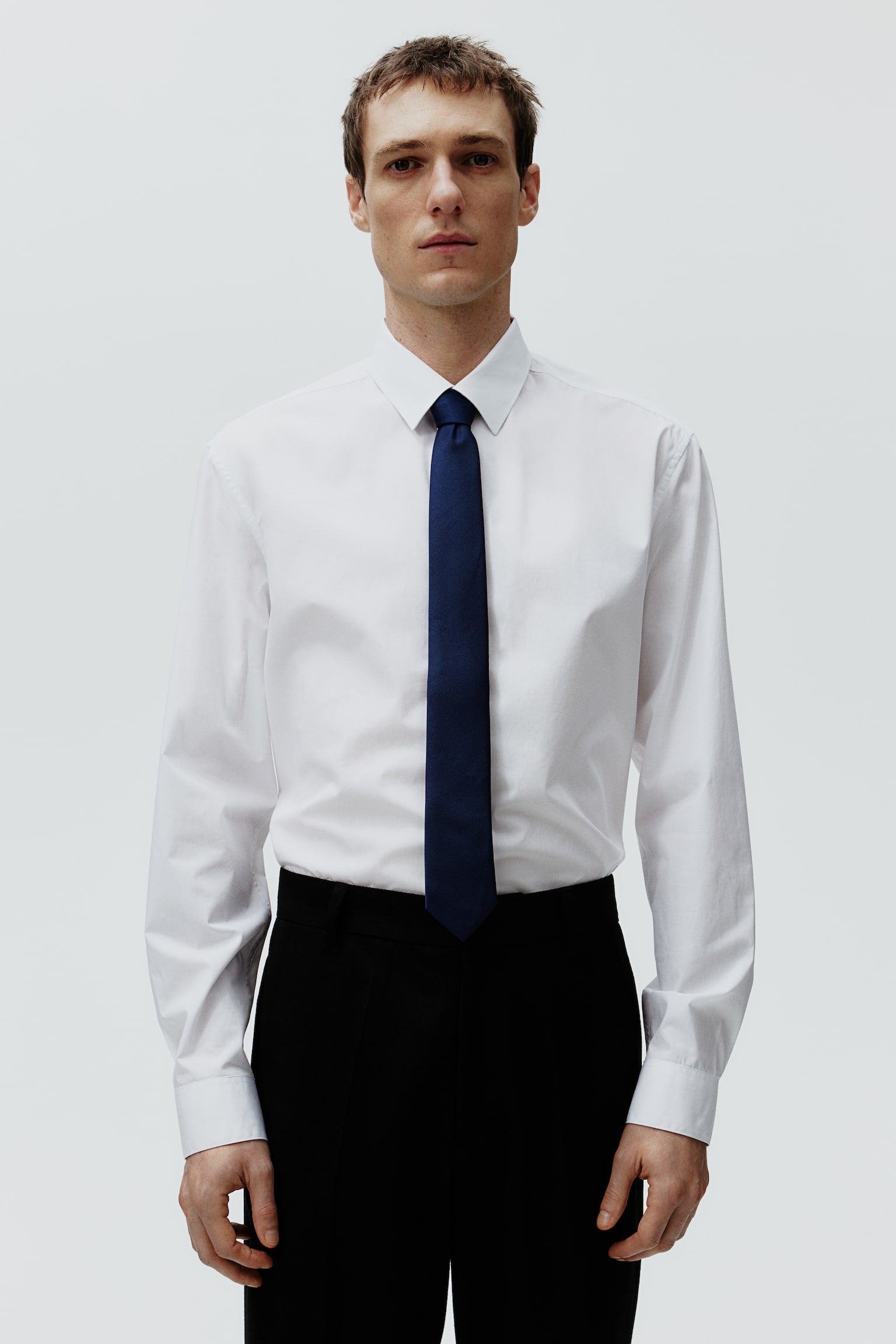 Regular Fit Poplin shirt - White/Black - 1