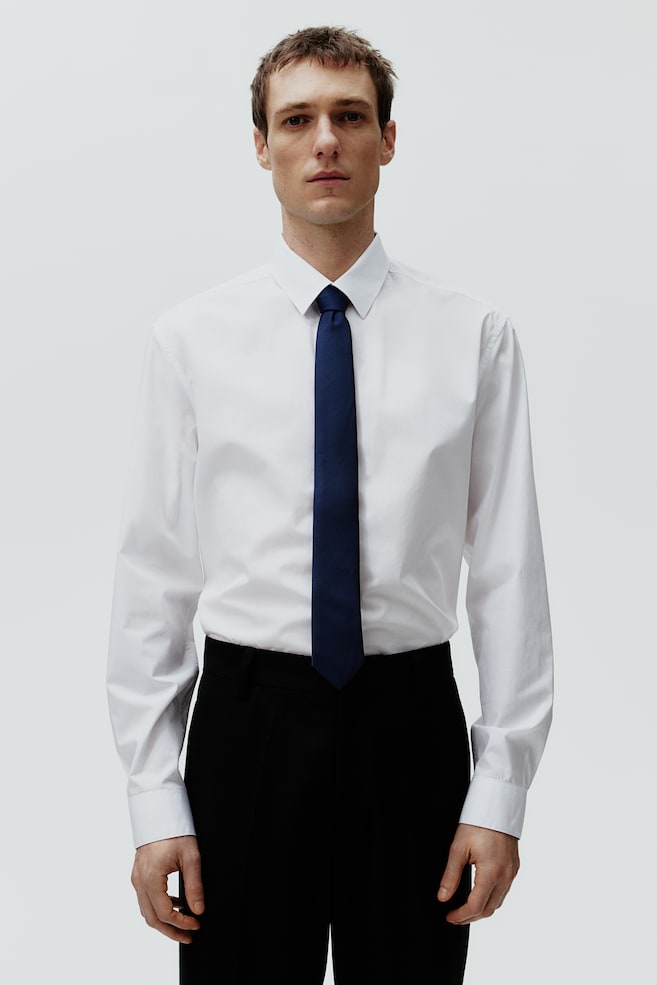 Skjorte i poplin Regular Fit - Hvid/Sort - 1