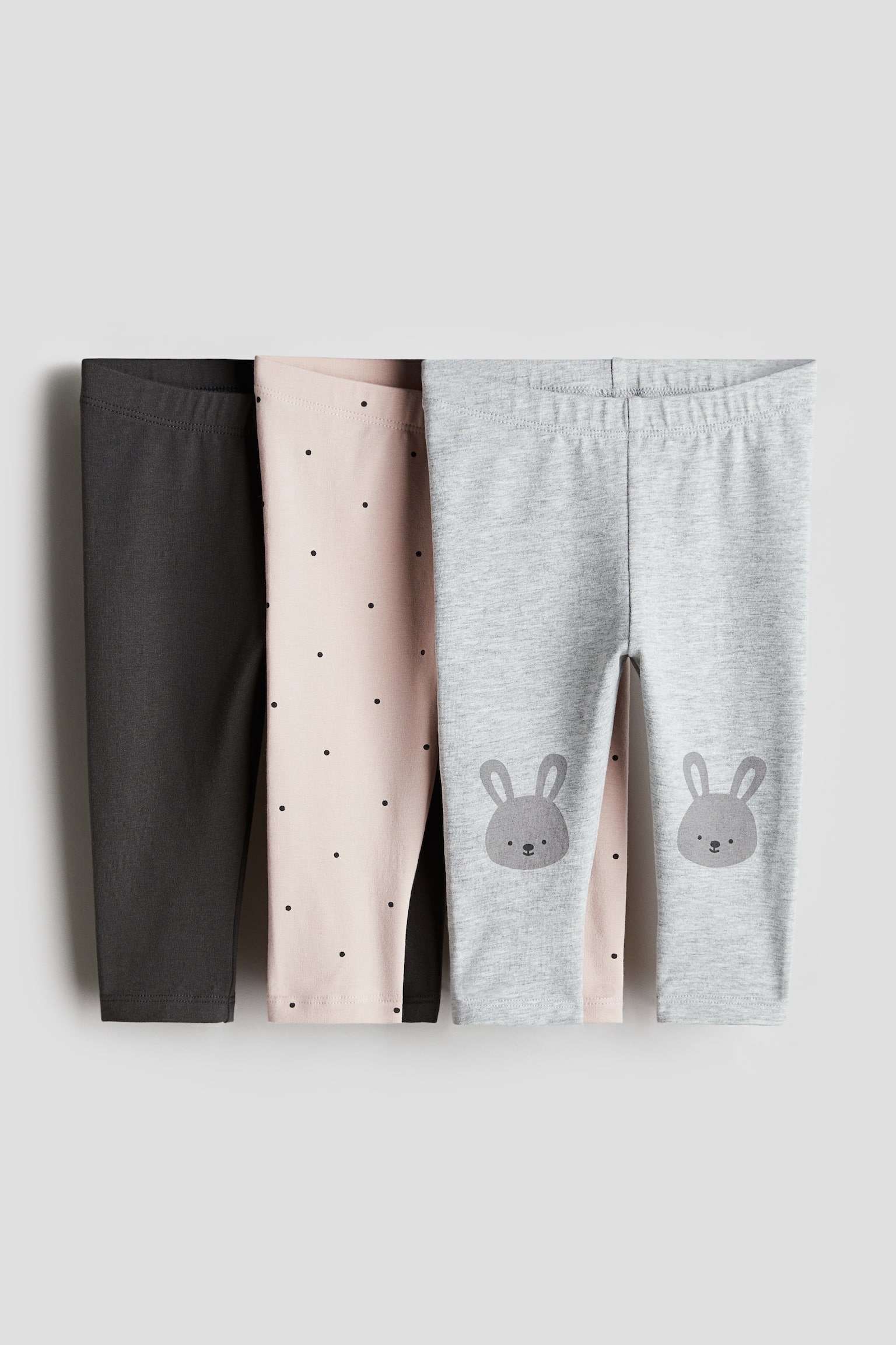 Детские леггинсы H&M 3-pack Cotton, цвет: Тёмный серый — фото 1