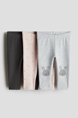 コットンレギンス 3本セット - グレー／バニー - Kids | H&M JP