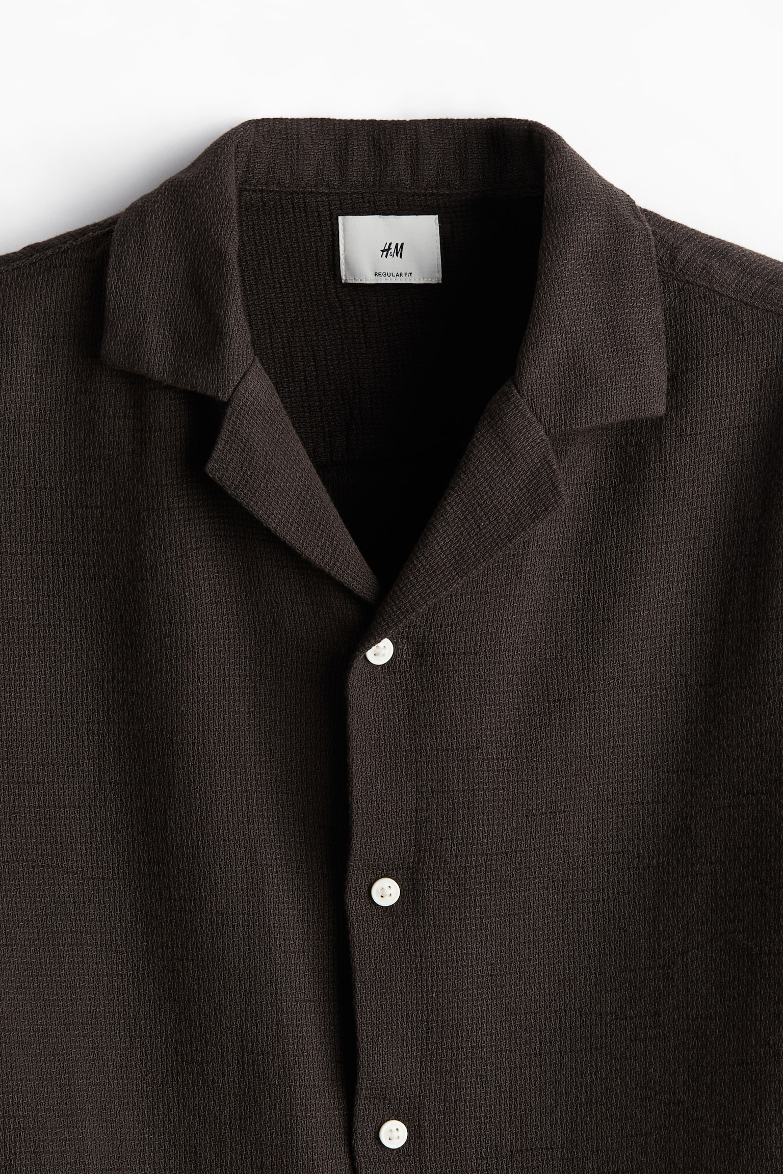 Regular Fit Textured Resort Shirt - Dark brown/Dark green/Stripe/Navy blue - 5