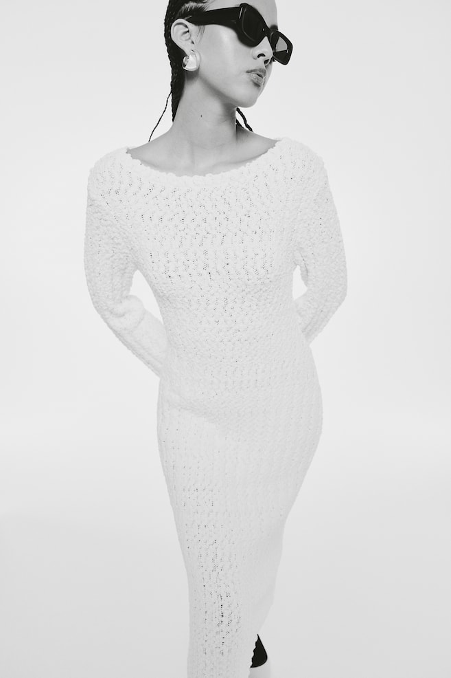 Bouclé-knit bodycon dress - Cream/Greige - 1