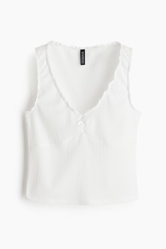 Crinkled Jersey Sleeveless Top - White/Black/Bright orange - 1