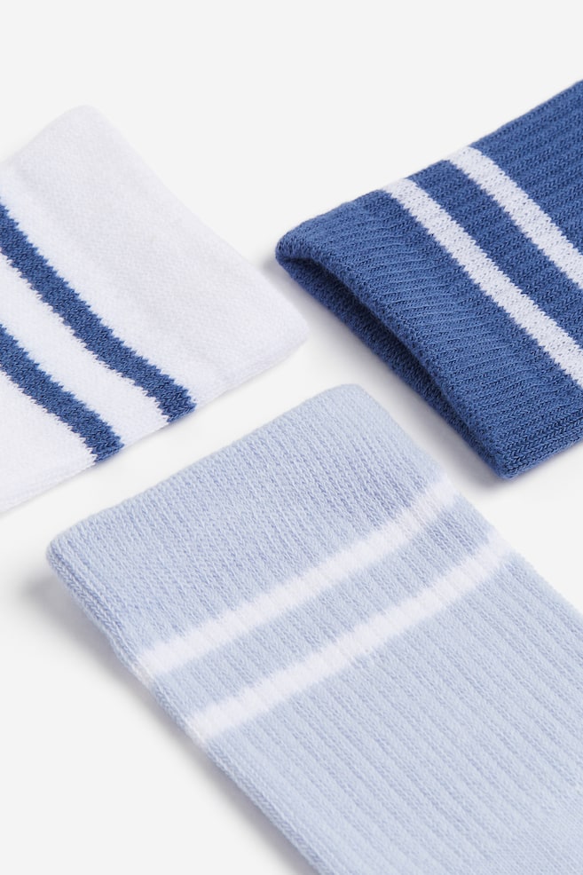 3-pack DryMove™ sports socks - Blue/Light blue/White/Black/Striped/Pink/Striped - 3