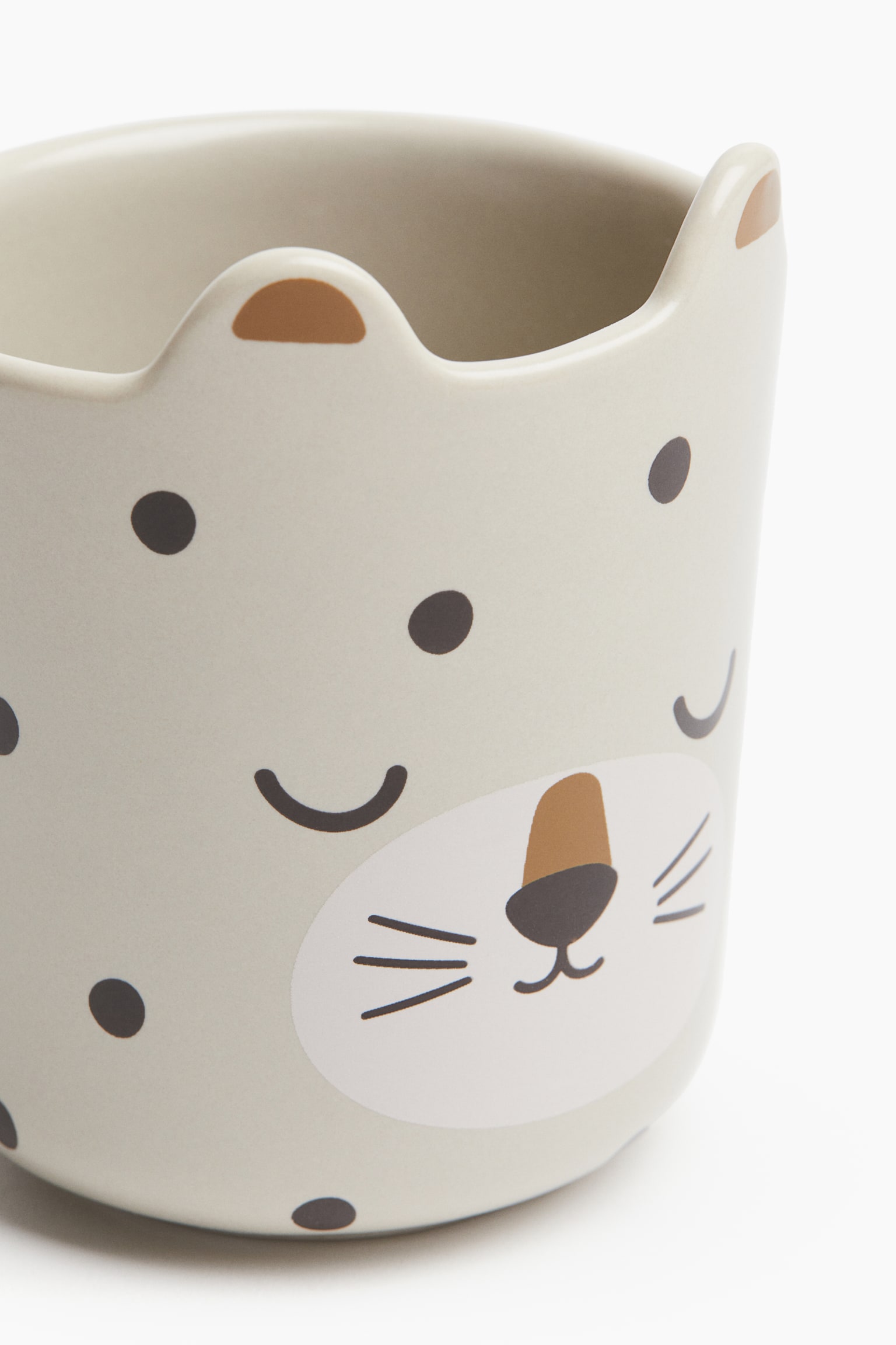 Motif-detail porcelain mug - Light beige/Leopard/White/Dog/White/Mouse - 3