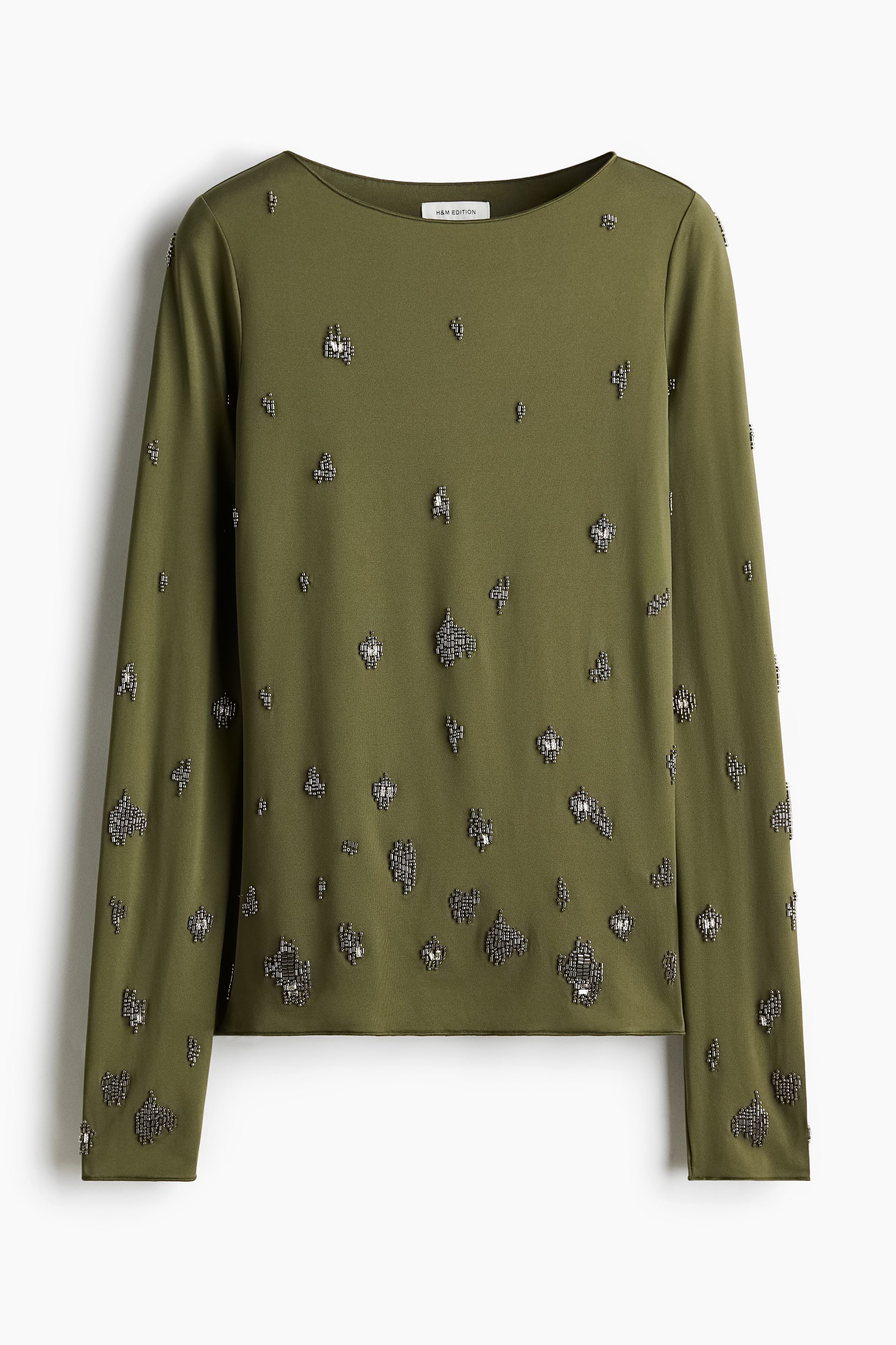 Dames - Donkergroen Top met kralen - Size: S  - H&M