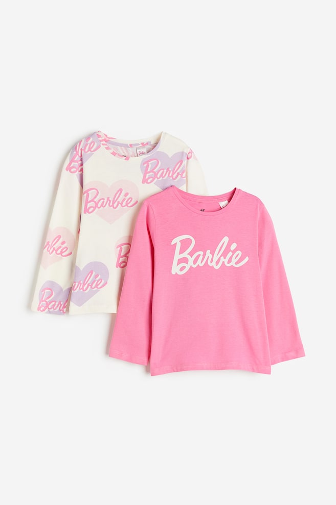 2-pack long-sleeved jersey tops - Pink/Barbie/Blue/Frozen/Light pink/Hello Kitty - 1