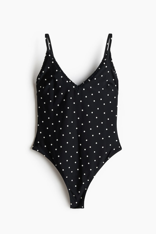 Maillot de bain paddé High Leg - Noir/pois - 1