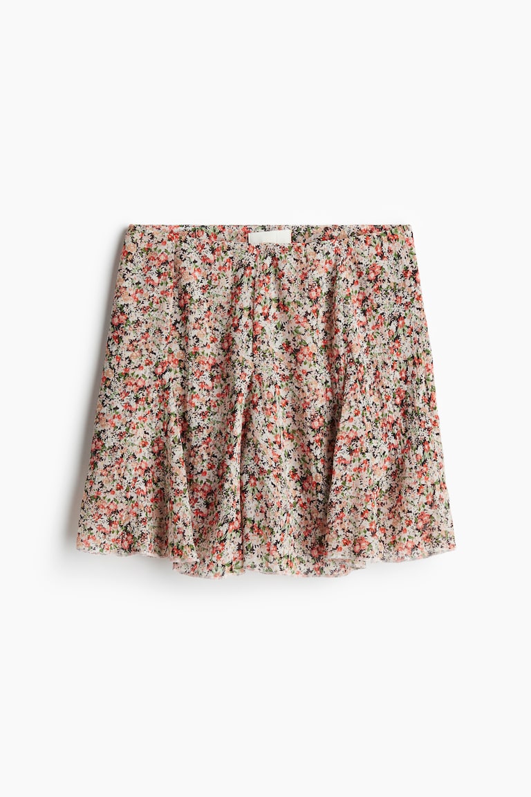 Flared mini skirt Light pink/Floral Ladies H&M GB