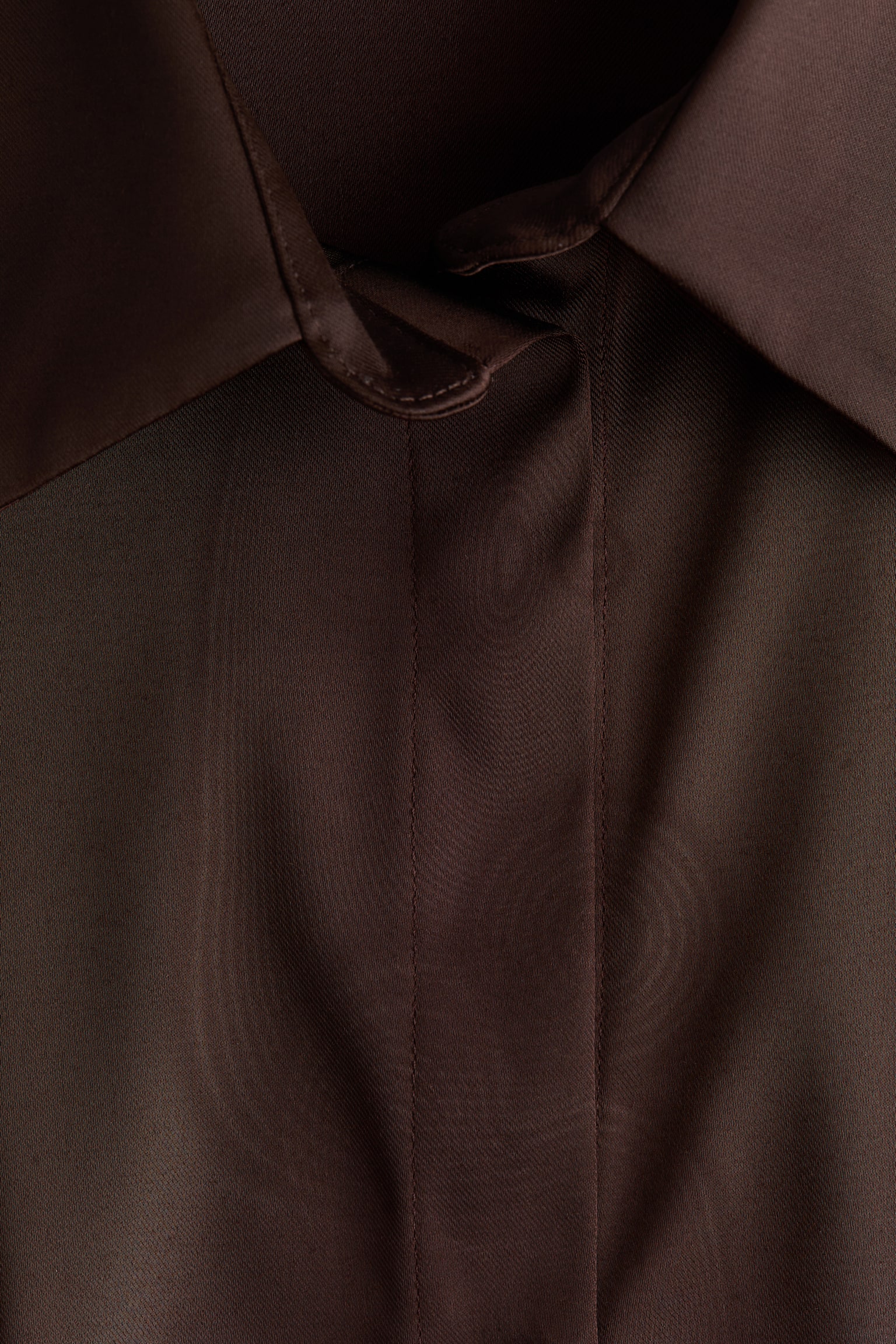 Женская рубашка H&M Fitted Satin, цвет: Тёмный коричневый — фото 6